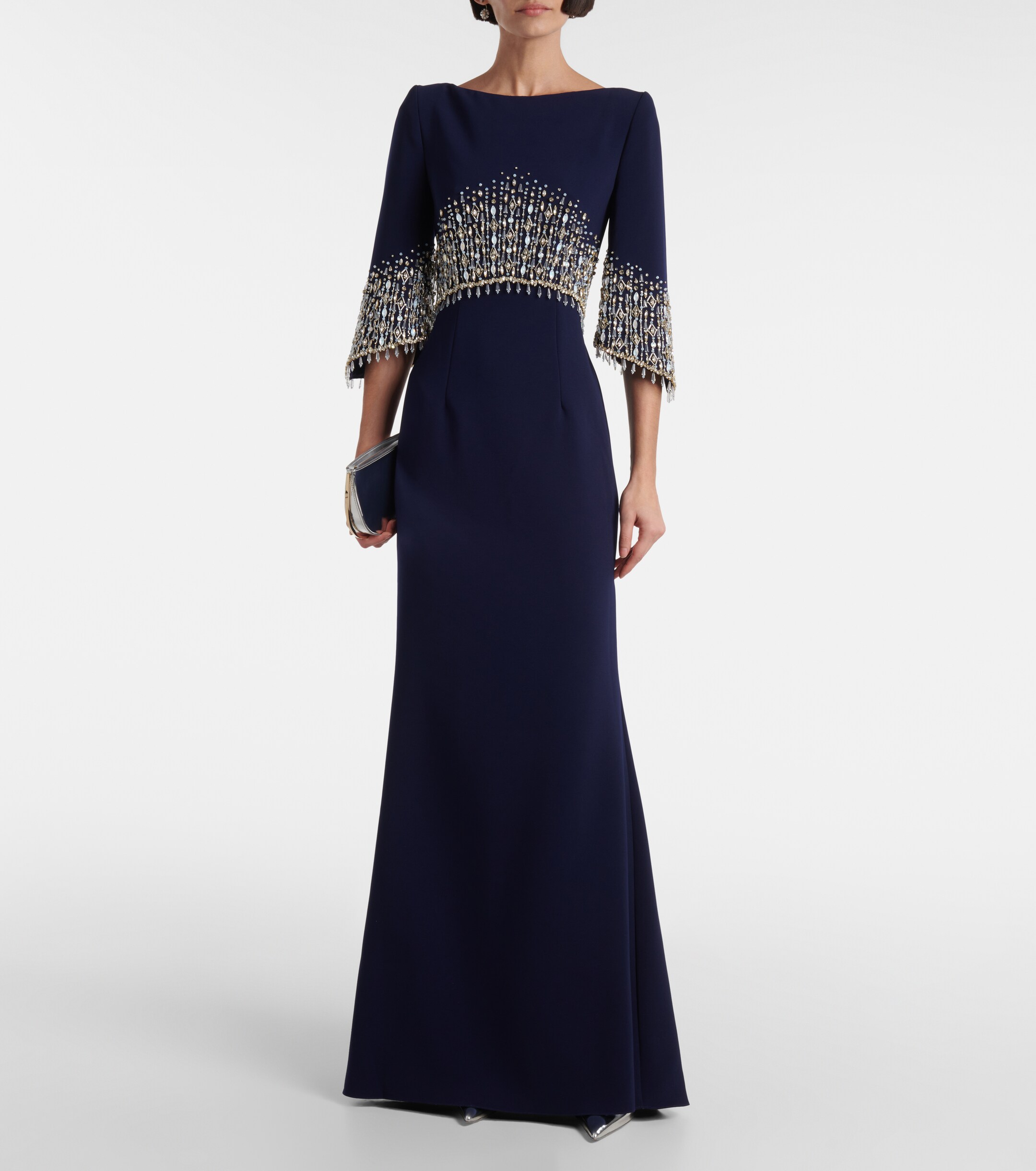 Jenny Packham Electra embellished crêpe gown
