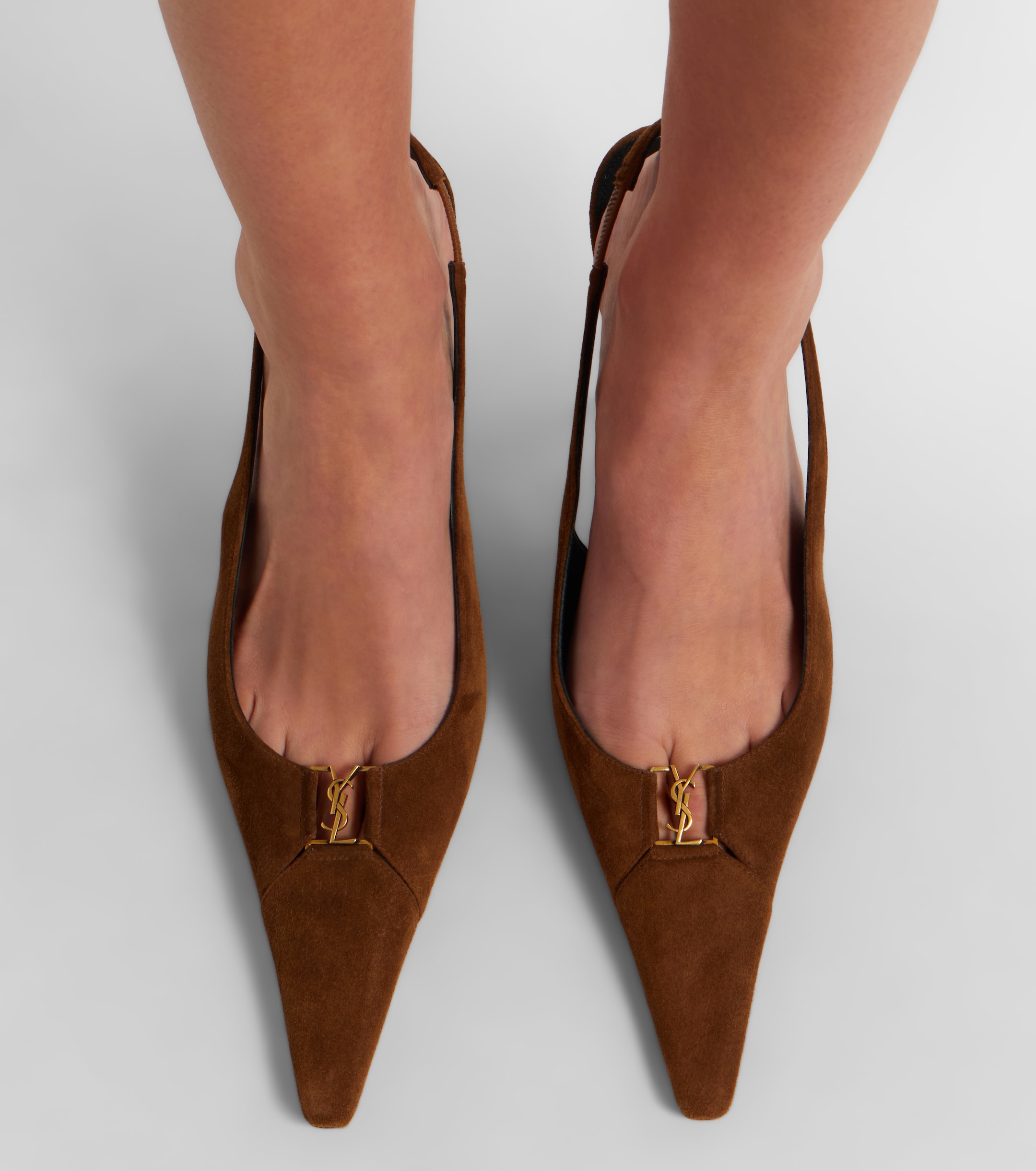 Saint Laurent Babylone Breteuil suede slingback pumps