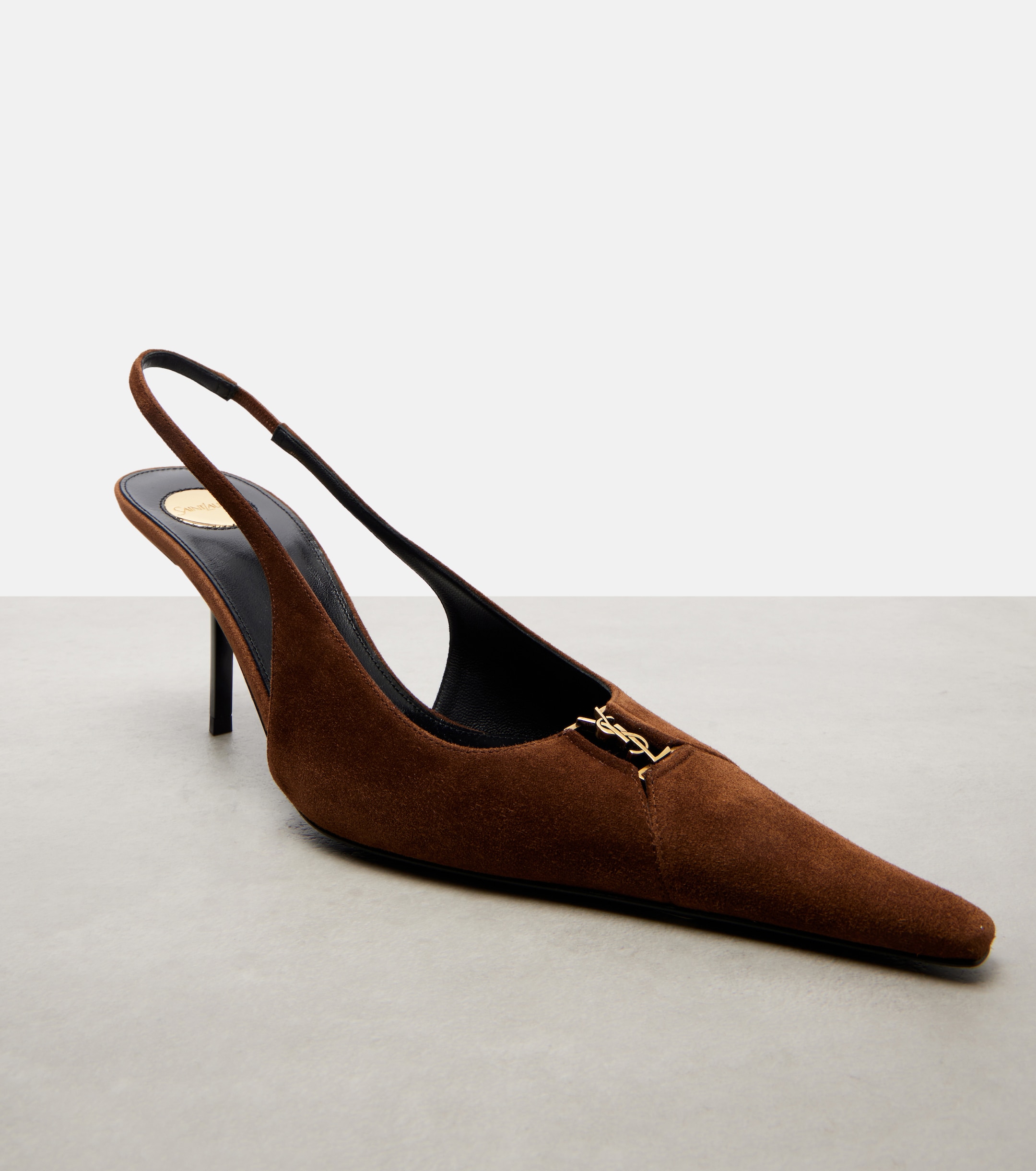 Saint Laurent Babylone Breteuil suede slingback pumps