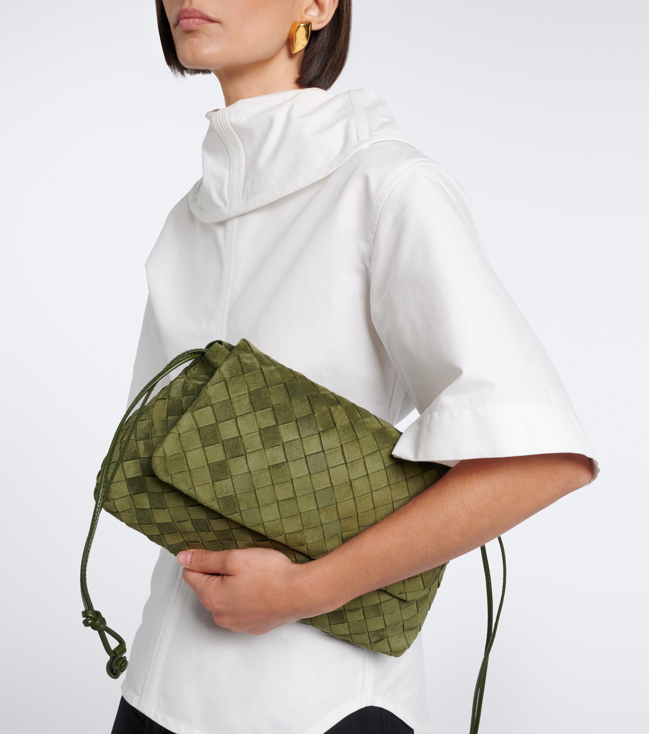 Bottega Veneta Giorno Intrecciato suede crossbody bag