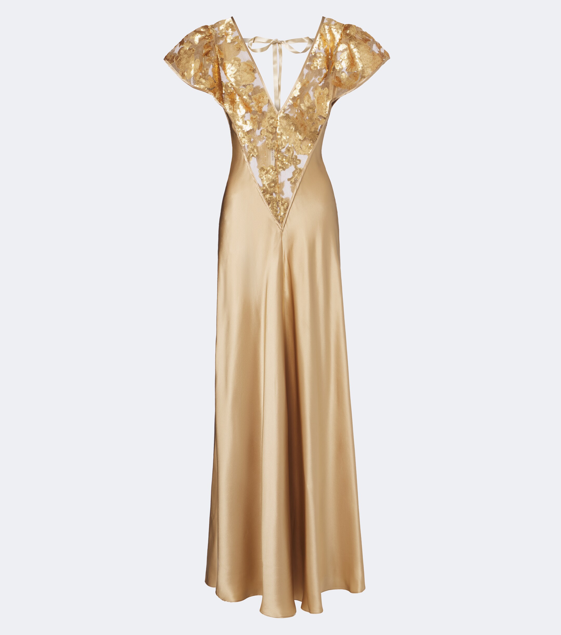 Rodarte Rodarte Lace-trimmed sequined silk satin gown