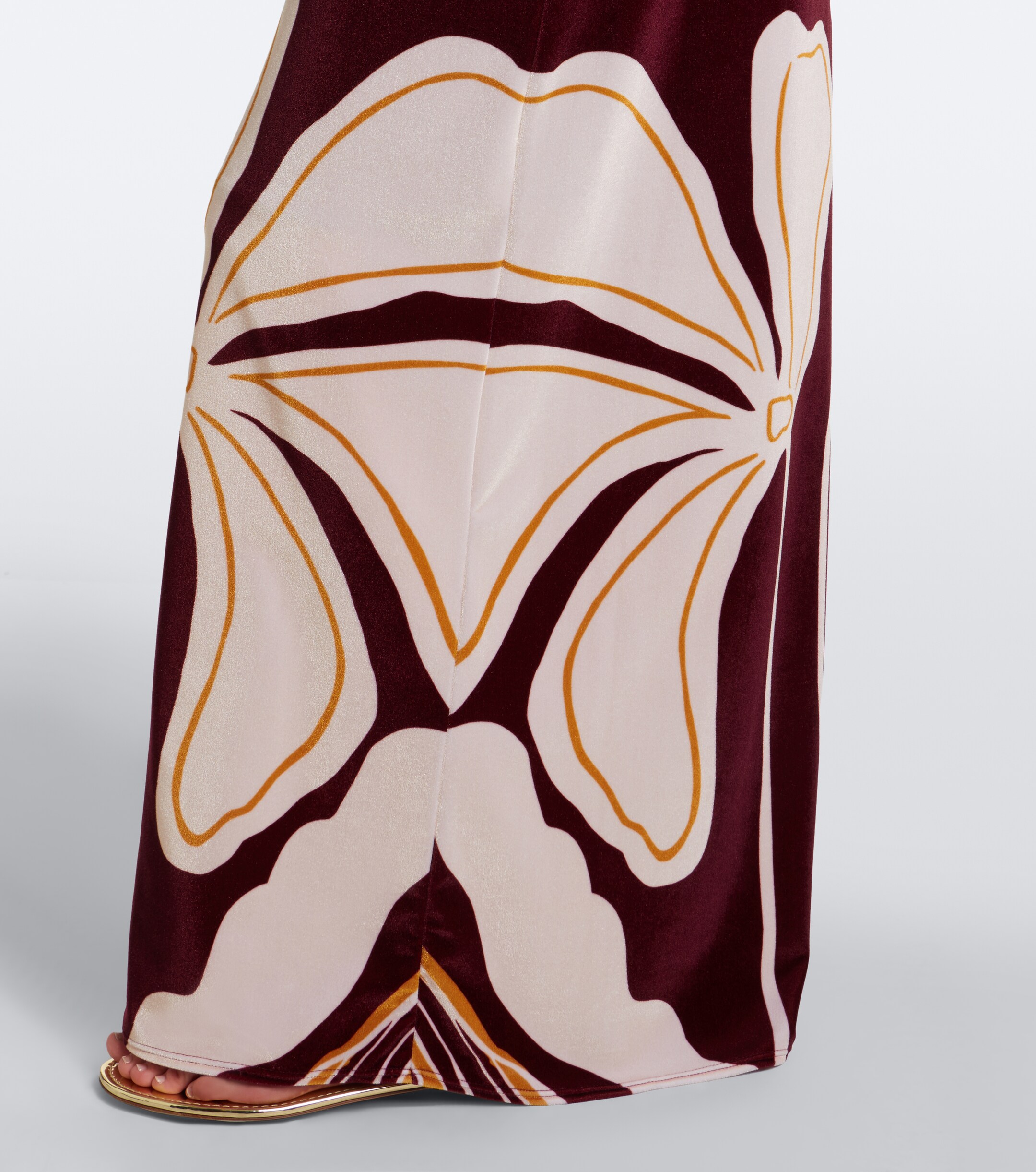 Cala de la Cruz Cala de la Cruz Yves floral gathered velvet gown