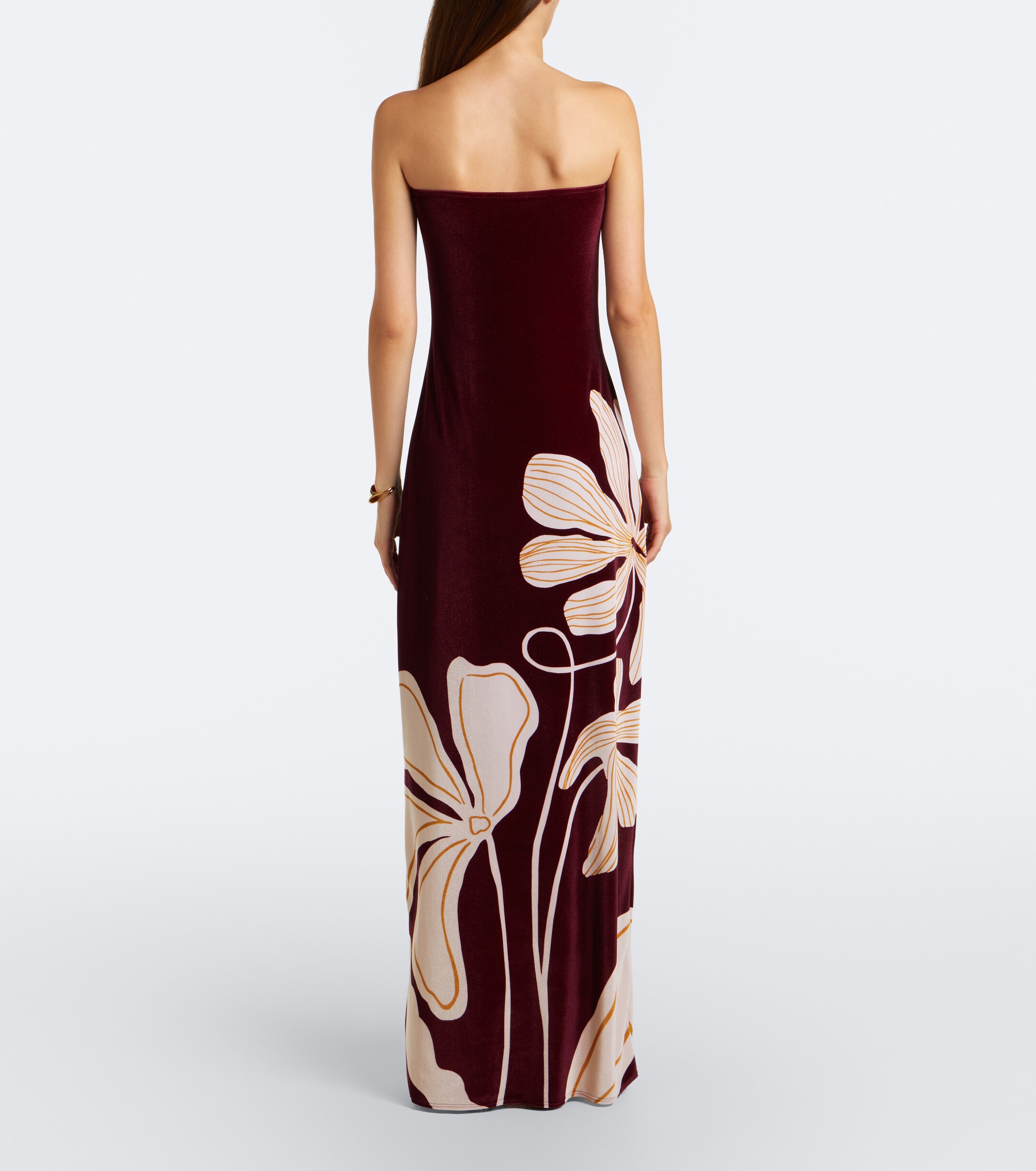 Cala de la Cruz Cala de la Cruz Yves floral gathered velvet gown