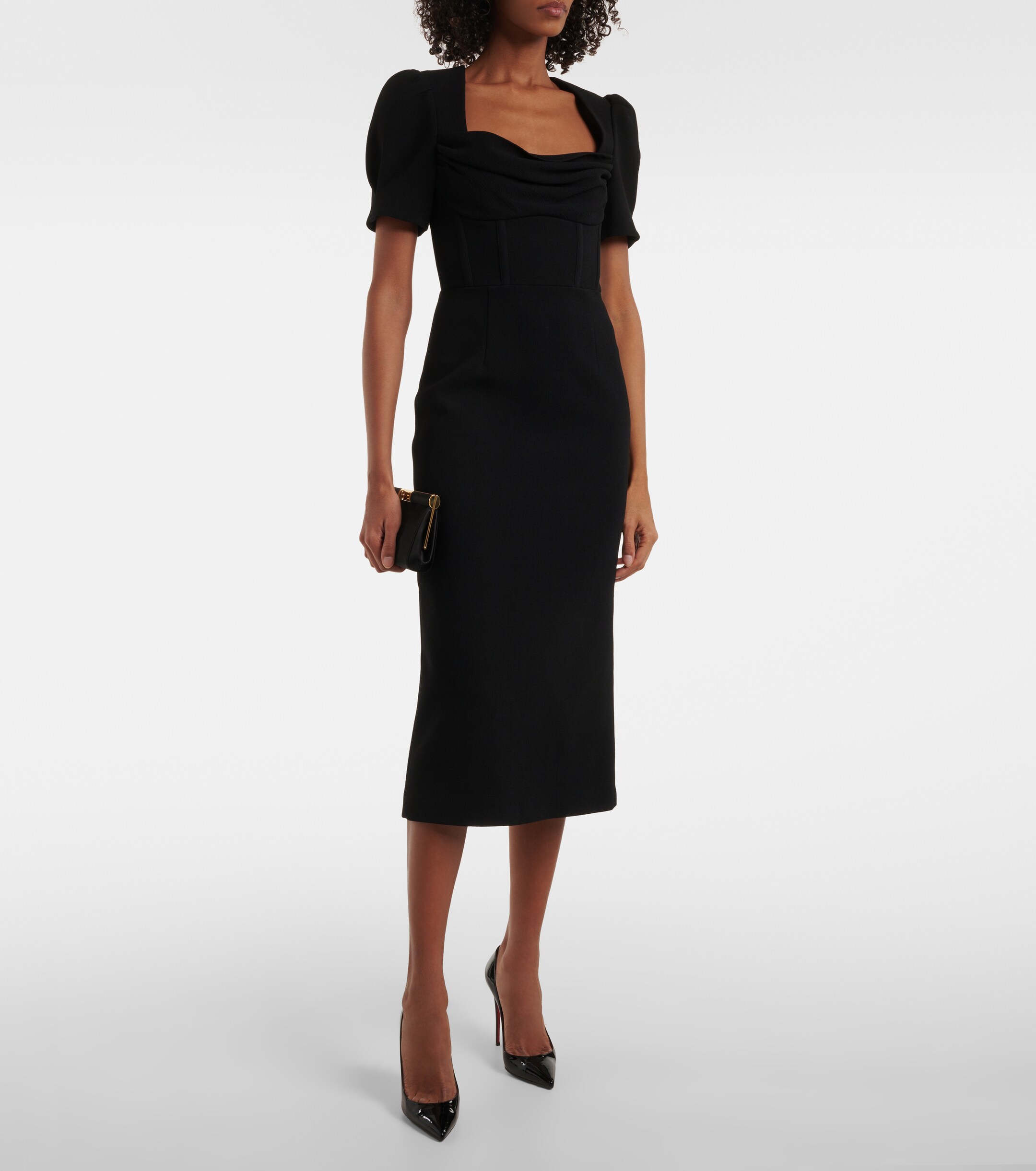Rebecca Vallance Elora balloon-sleeve midi dress