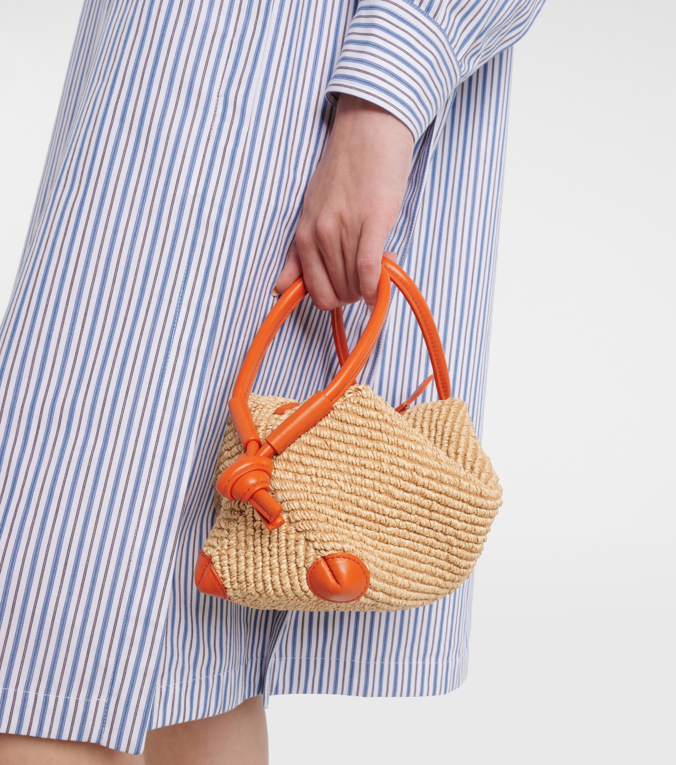 Bottega Veneta Loop leather-trimmed raffia tote bag