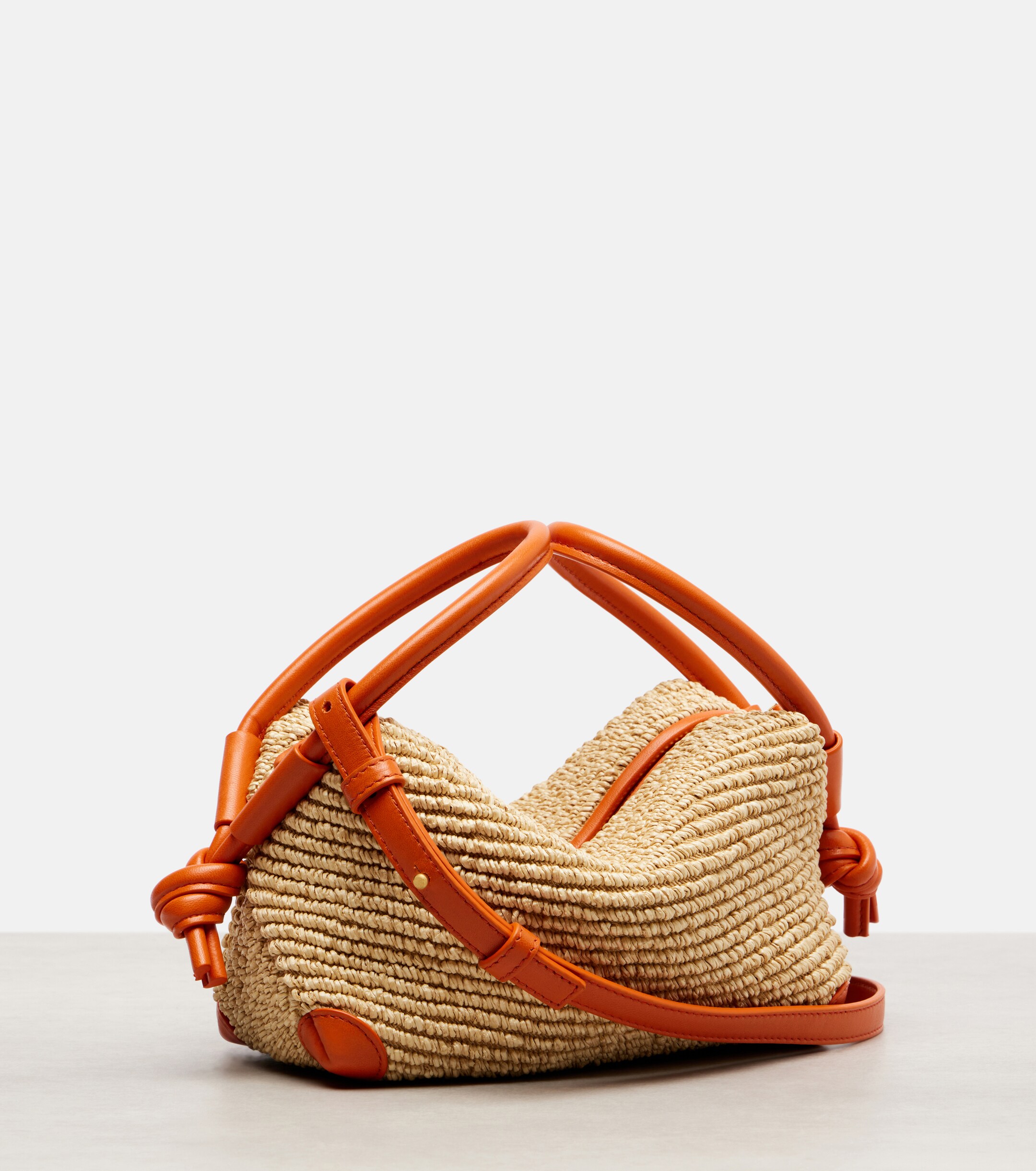 Bottega Veneta Loop leather-trimmed raffia tote bag