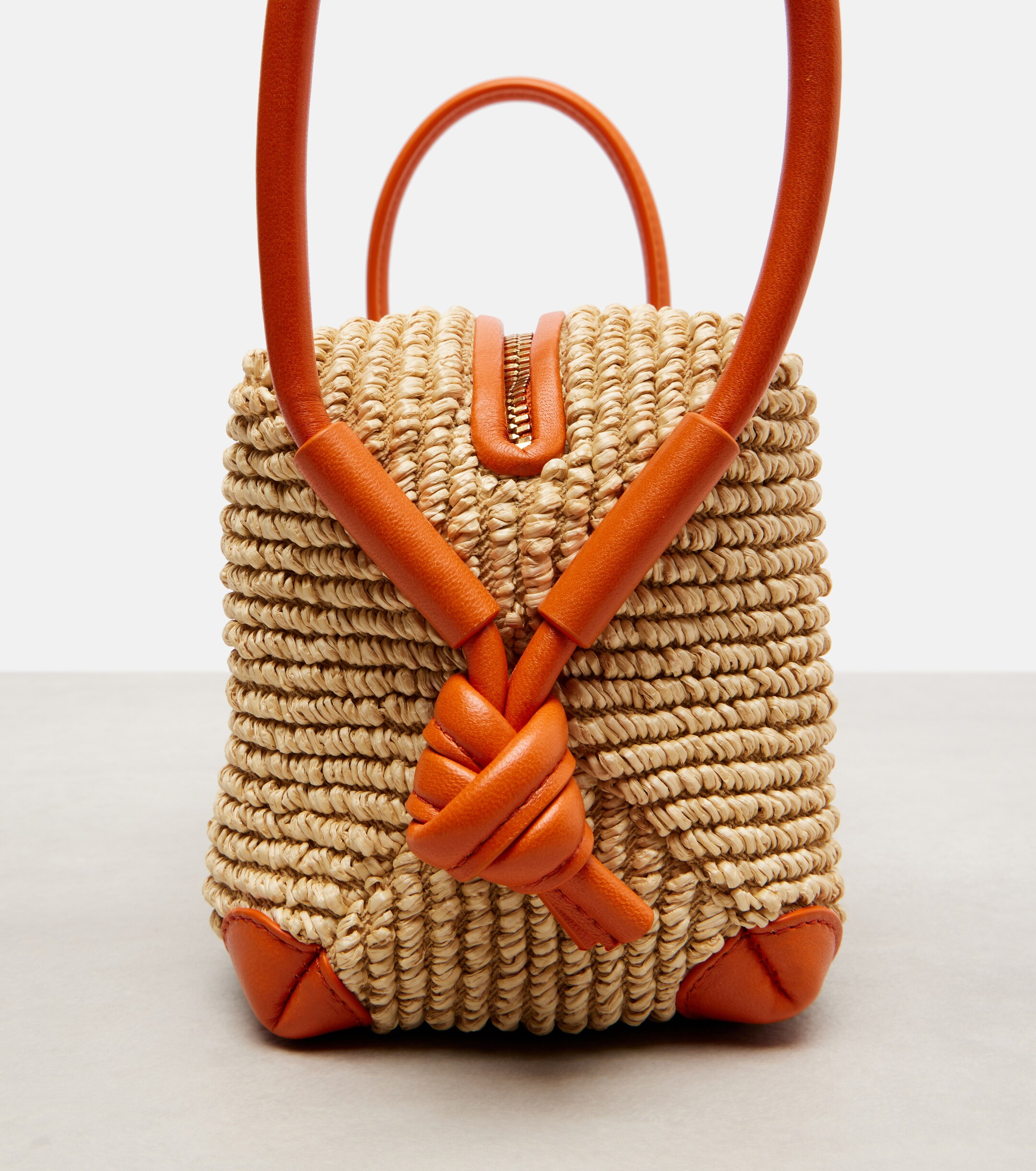 Bottega Veneta Loop leather-trimmed raffia tote bag