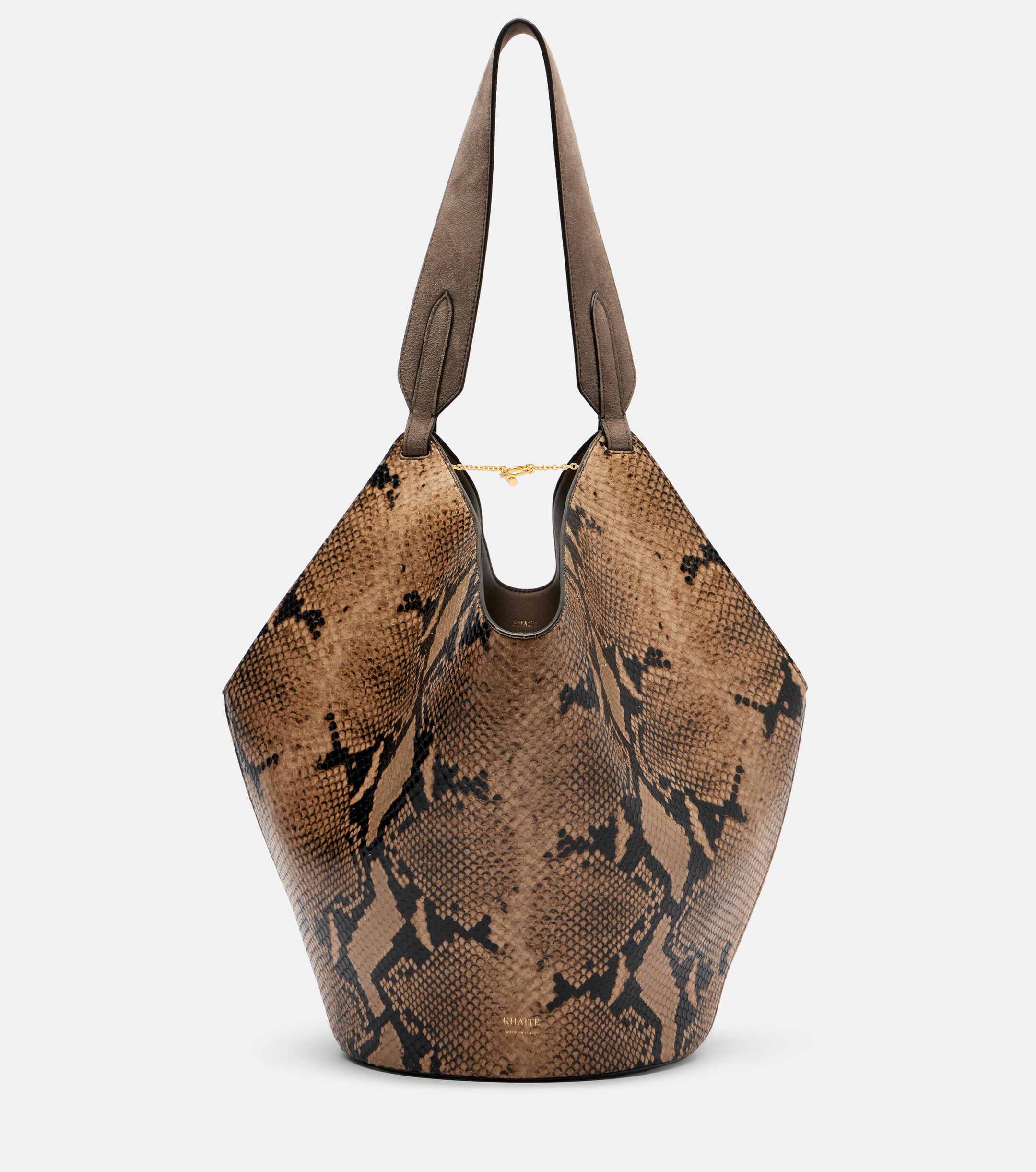 KHAITE Lotus Small snake-effect leather tote bag