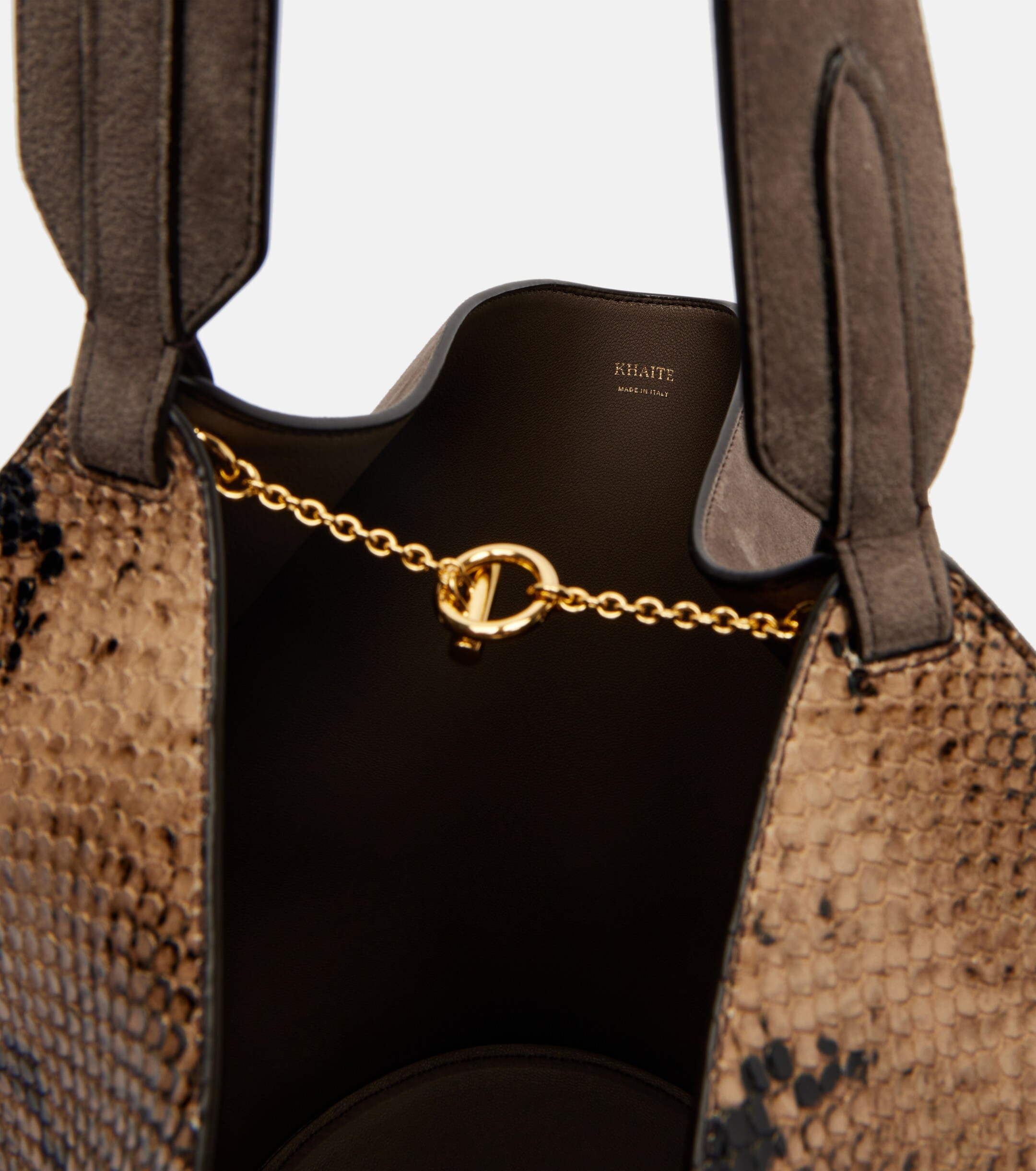 KHAITE Lotus Small snake-effect leather tote bag