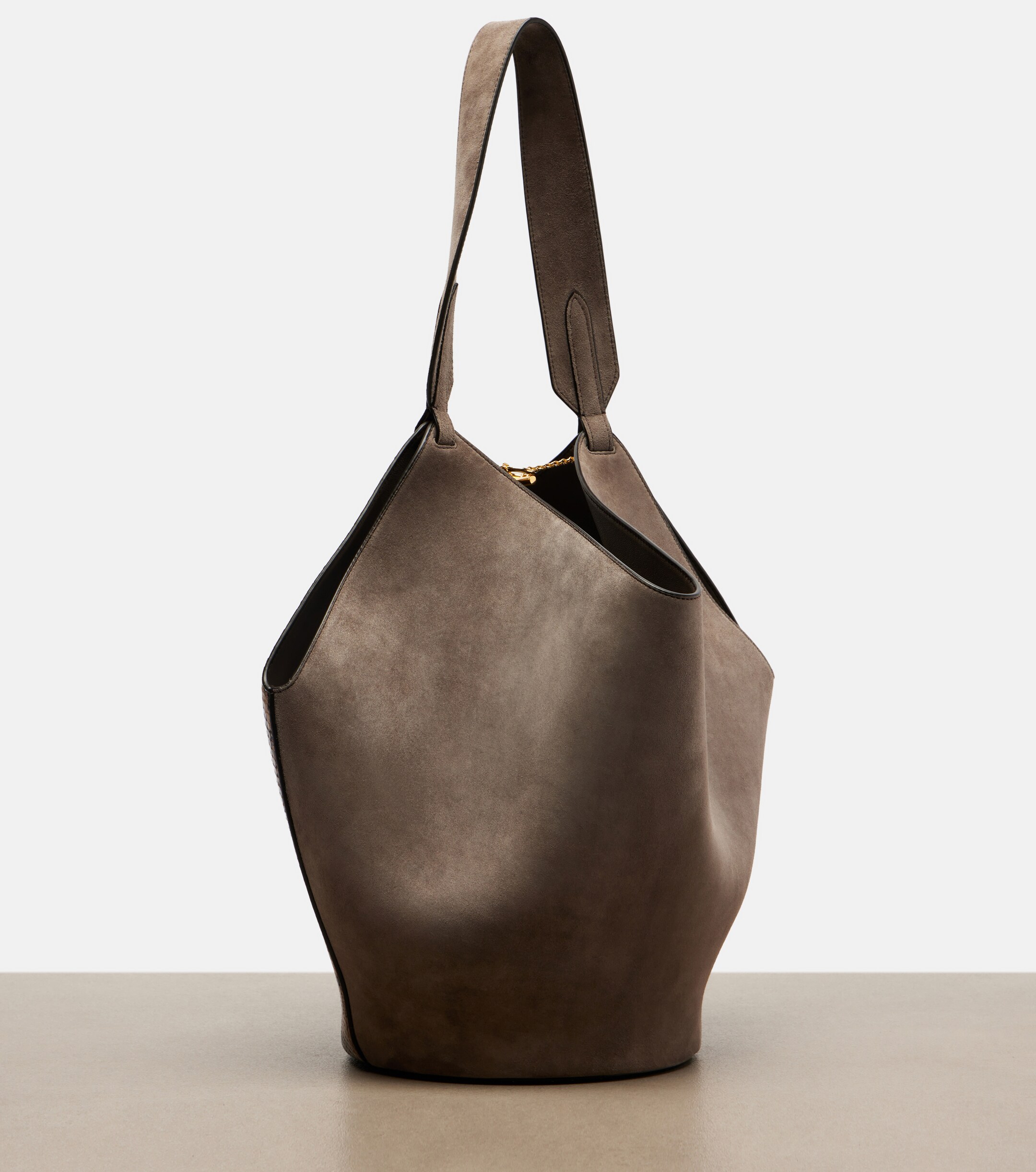 KHAITE Lotus Small snake-effect leather tote bag