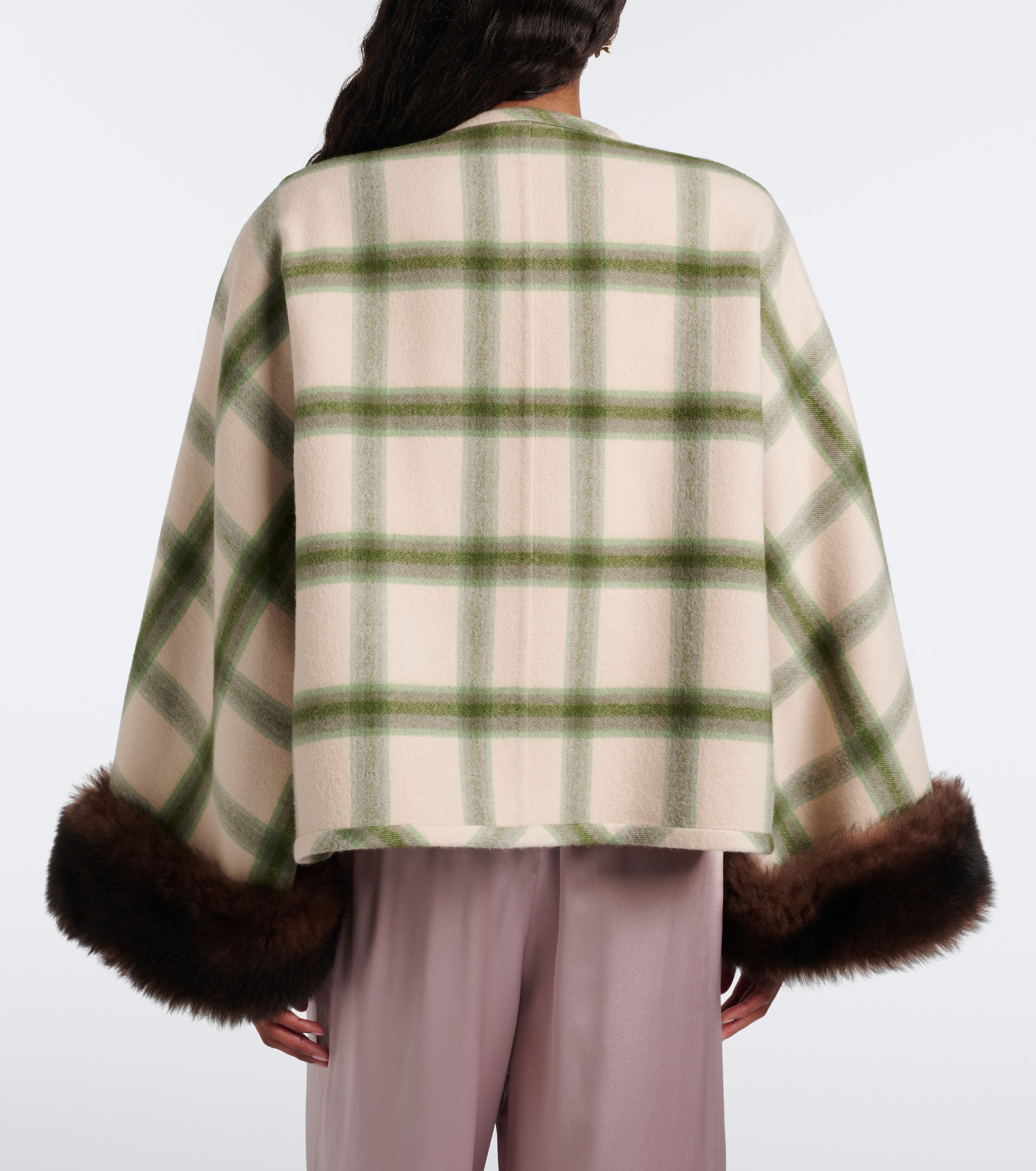 Valentino Garavani Valentino Garavani Plaid shearling-trimmed virgin wool jacket