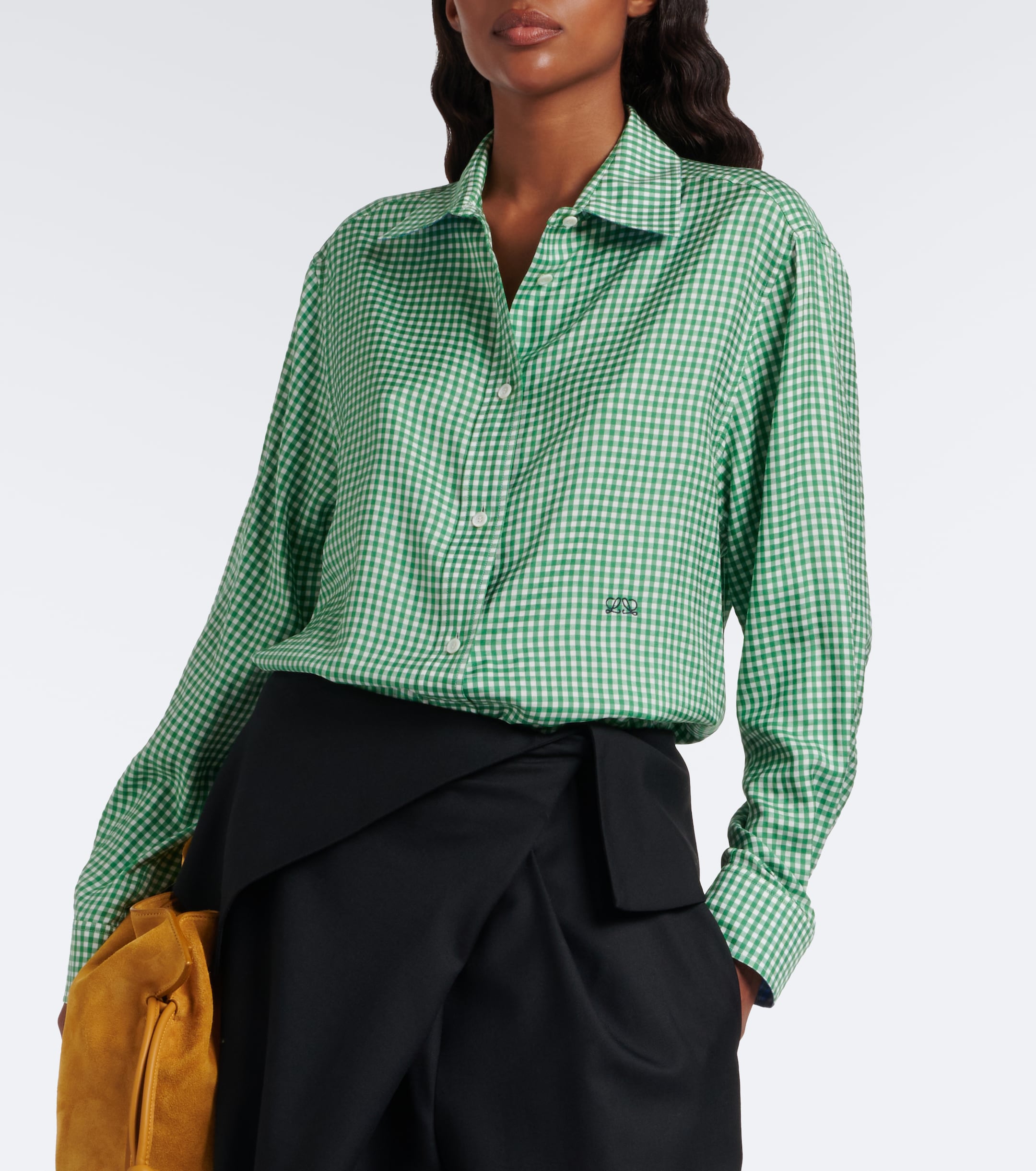 Loewe Loewe Double L gingham silk twill shirt