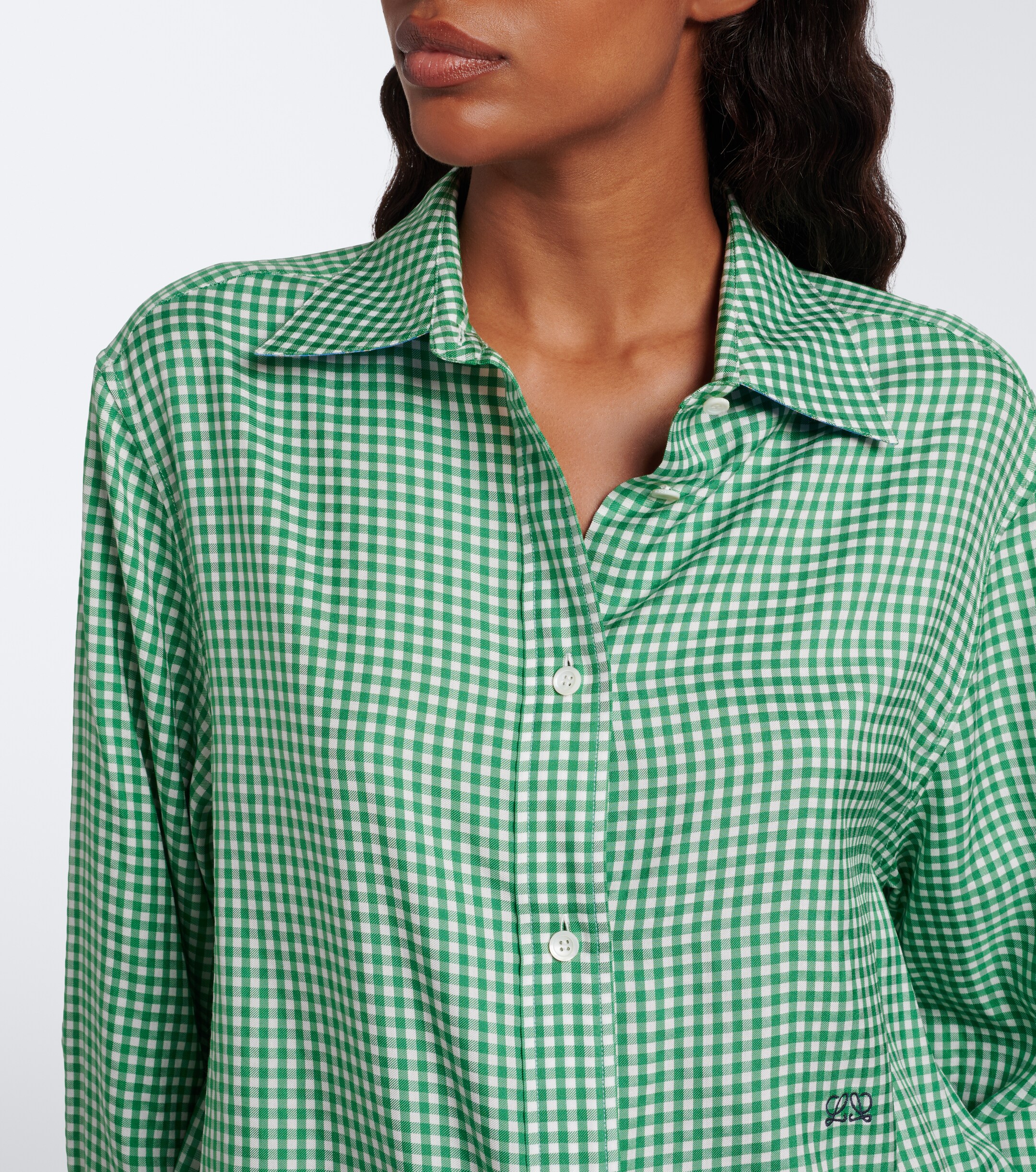 Loewe Loewe Double L gingham silk twill shirt