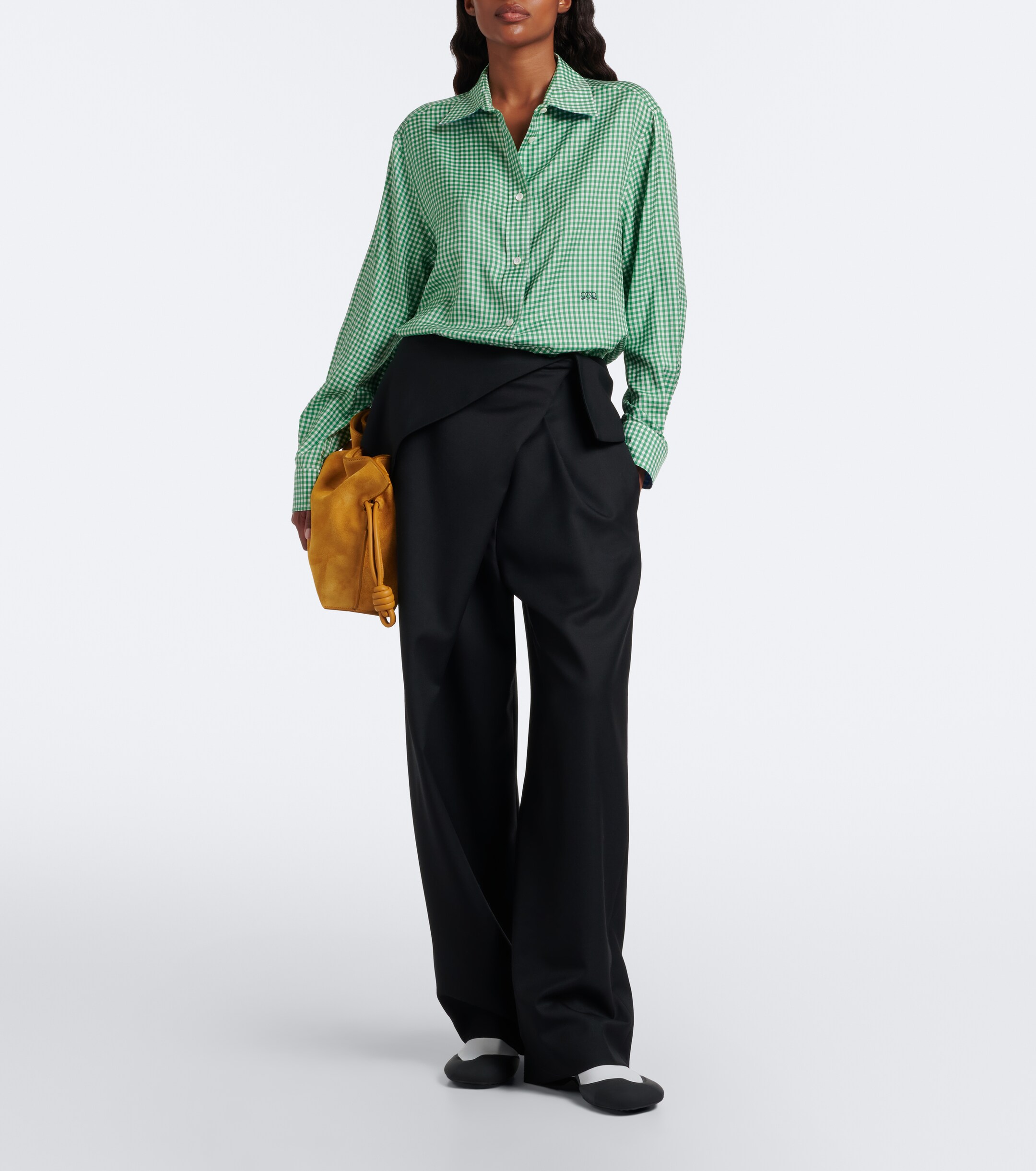 Loewe Loewe Double L gingham silk twill shirt