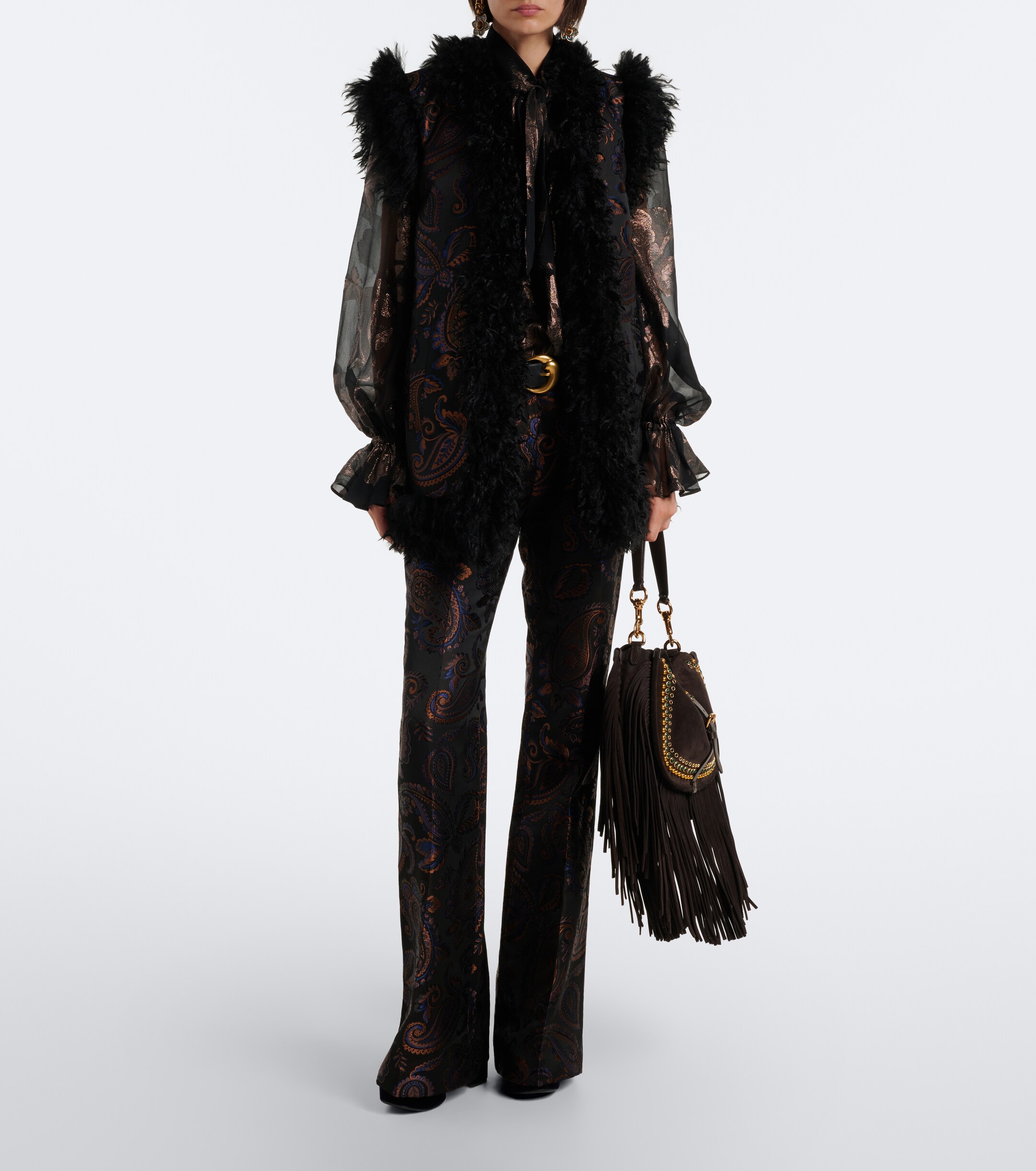 Etro Etro Fringed paisley jacquard vest