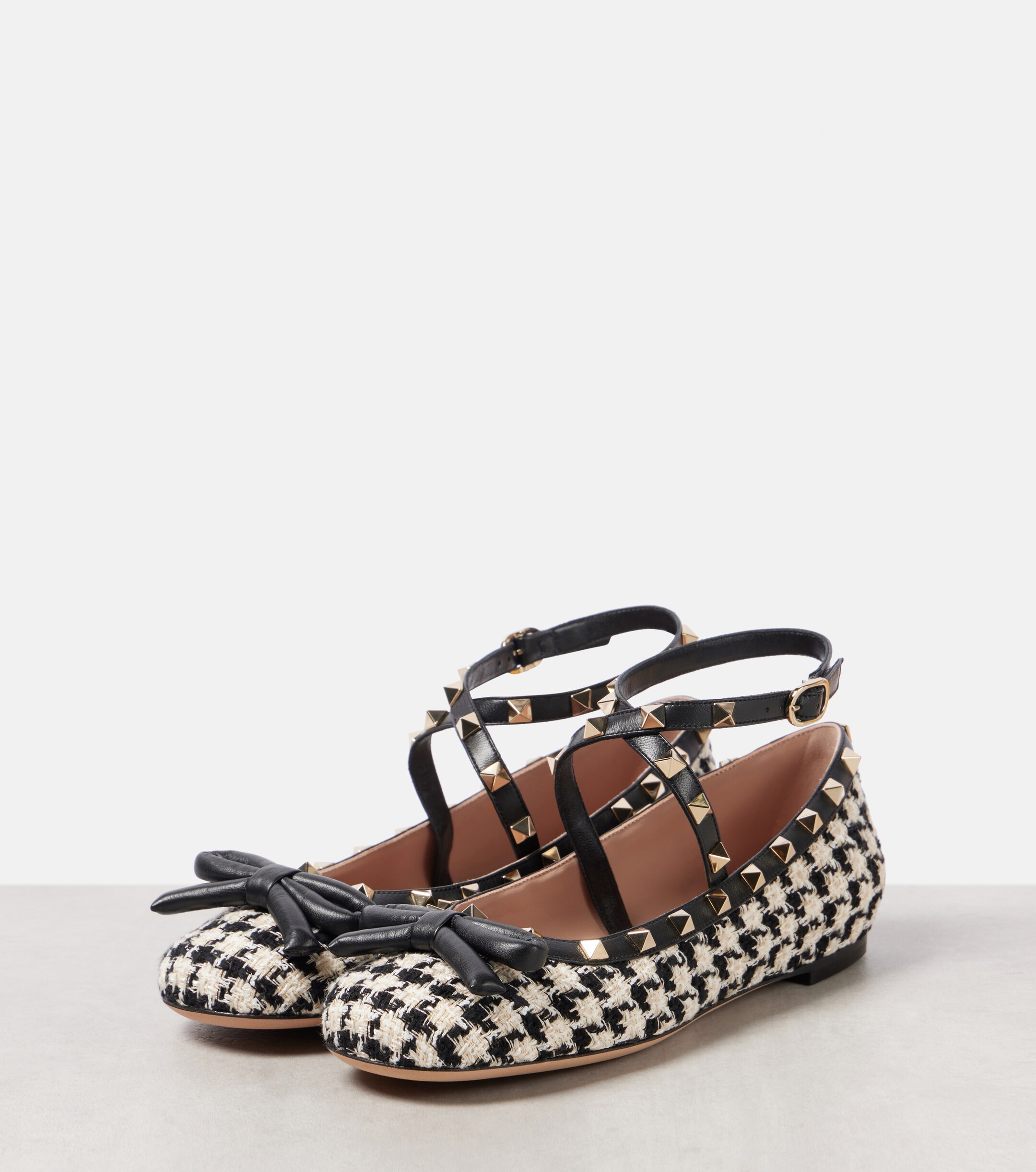 Valentino Garavani Rockstud bouclé ballet flats thumbnail