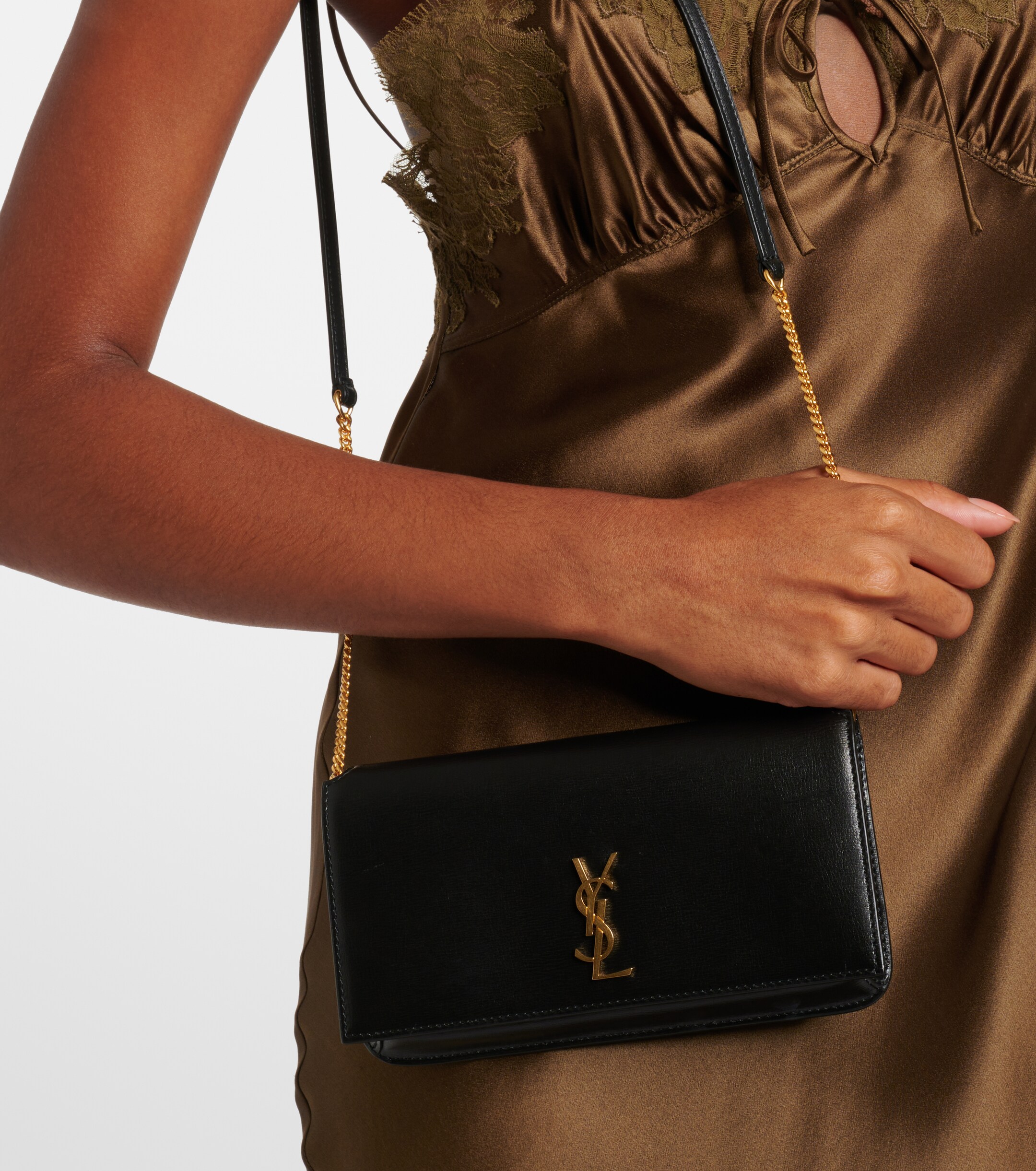 Saint Laurent Cassandre leather phone pouch