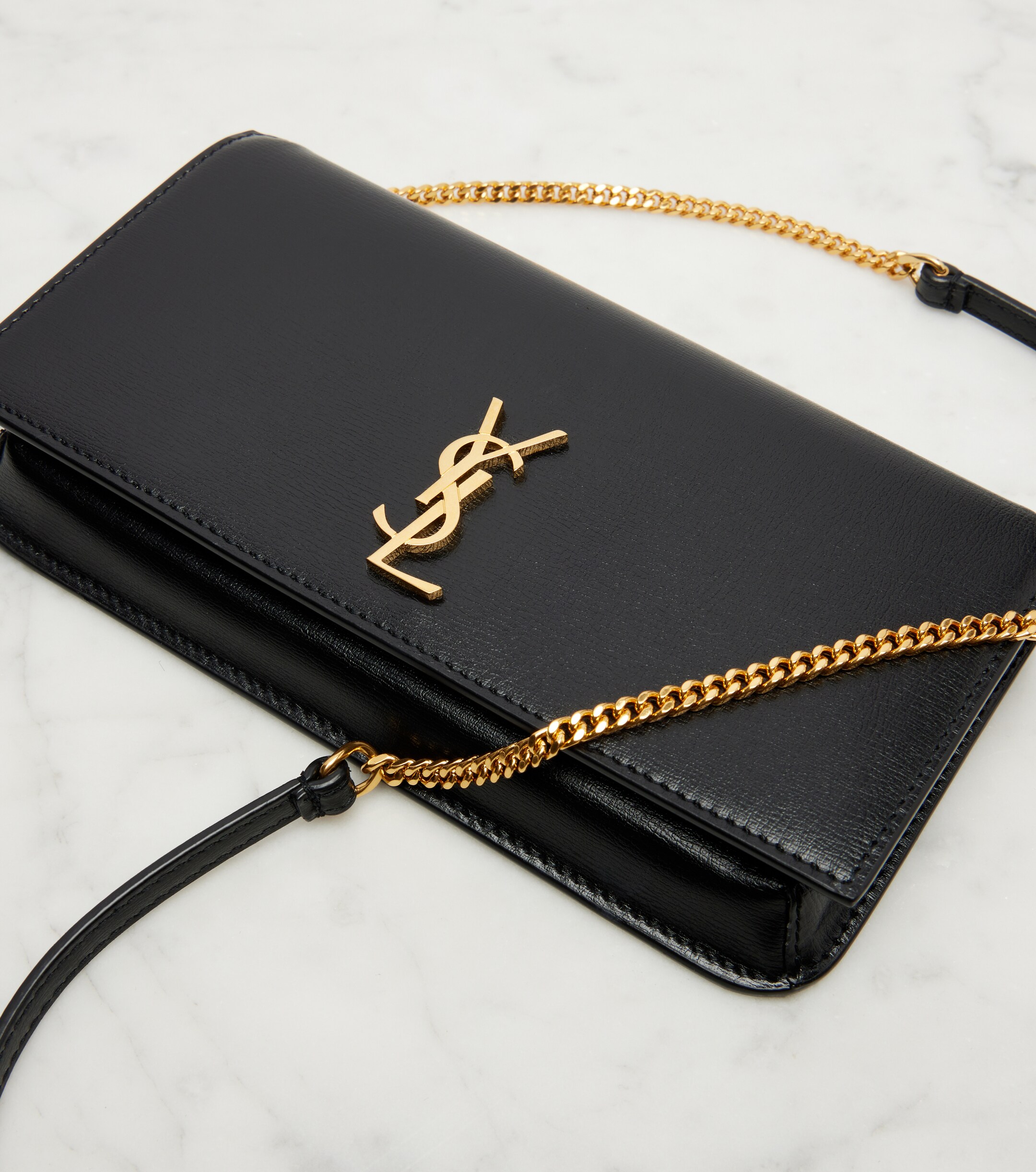 Saint Laurent Cassandre leather phone pouch