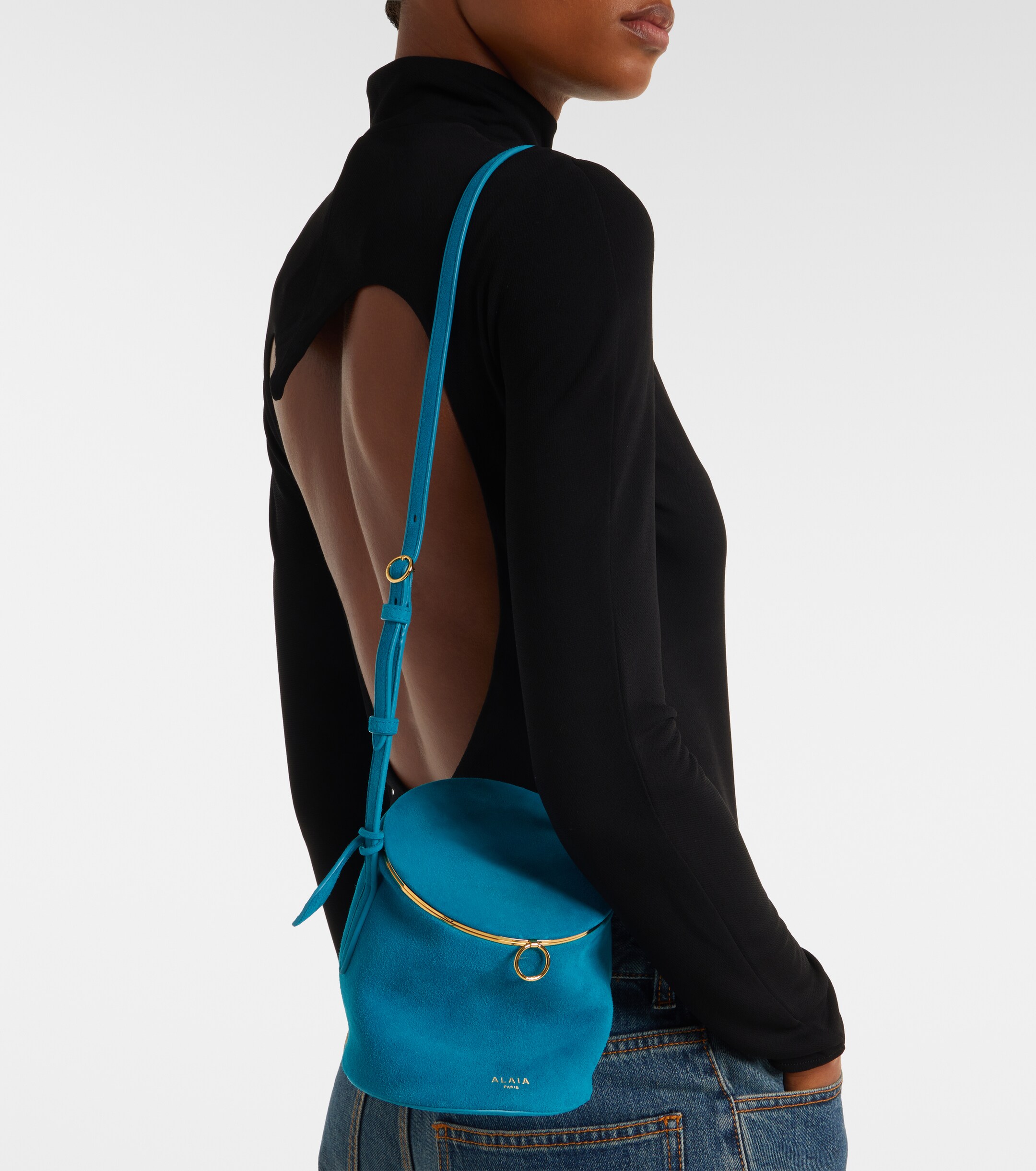 Alaïa La Canette Small suede bucket bag