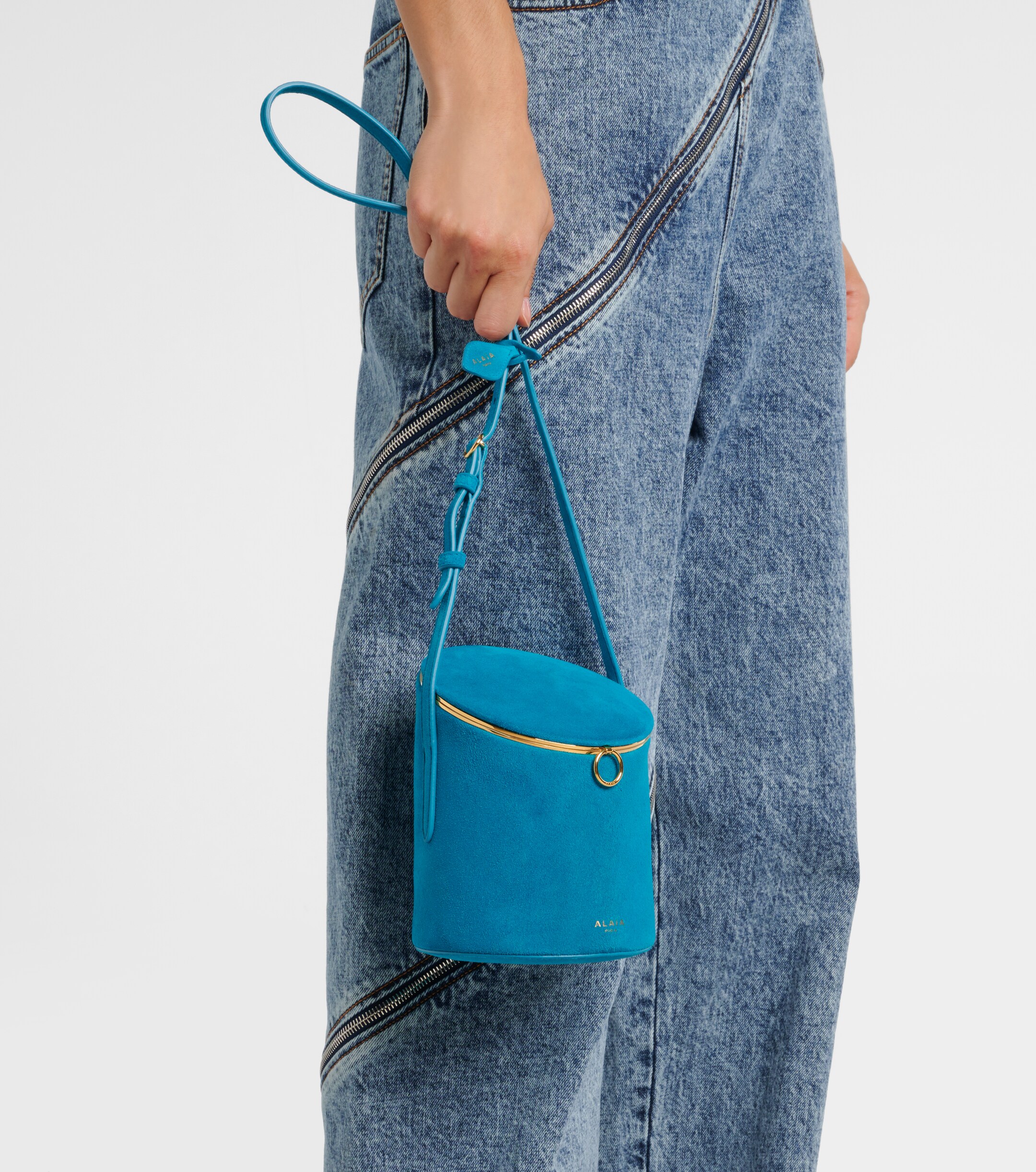 Alaïa La Canette Small suede bucket bag