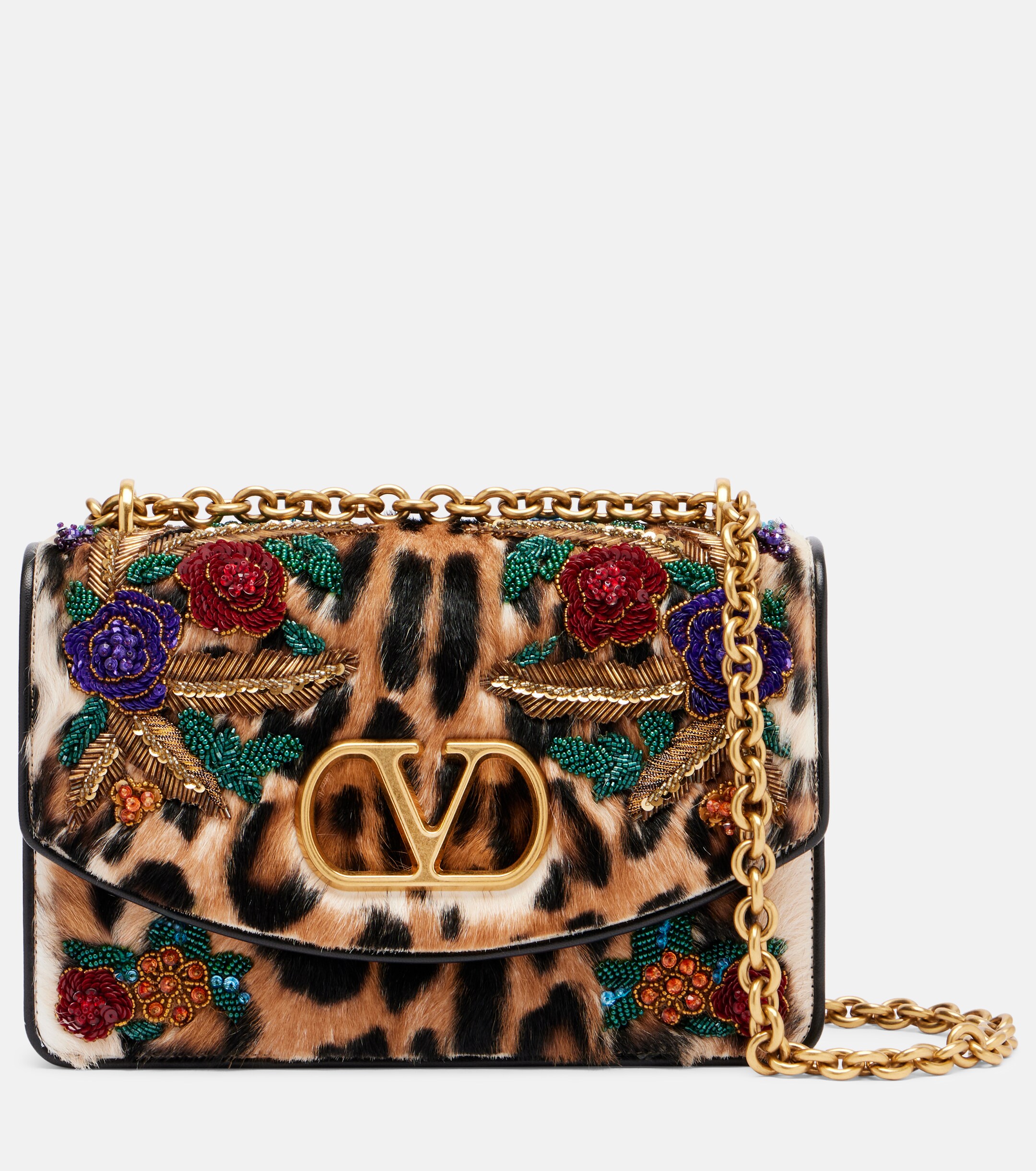 Valentino Garavani Vain Small embellished calf hair shoulder bag