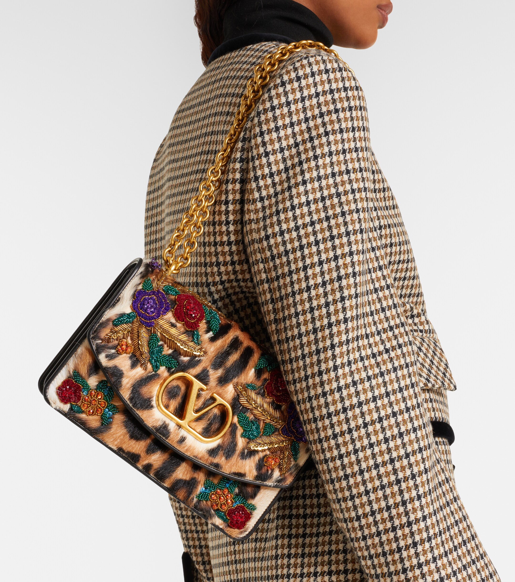 Valentino Garavani Vain Small embellished calf hair shoulder bag thumbnail