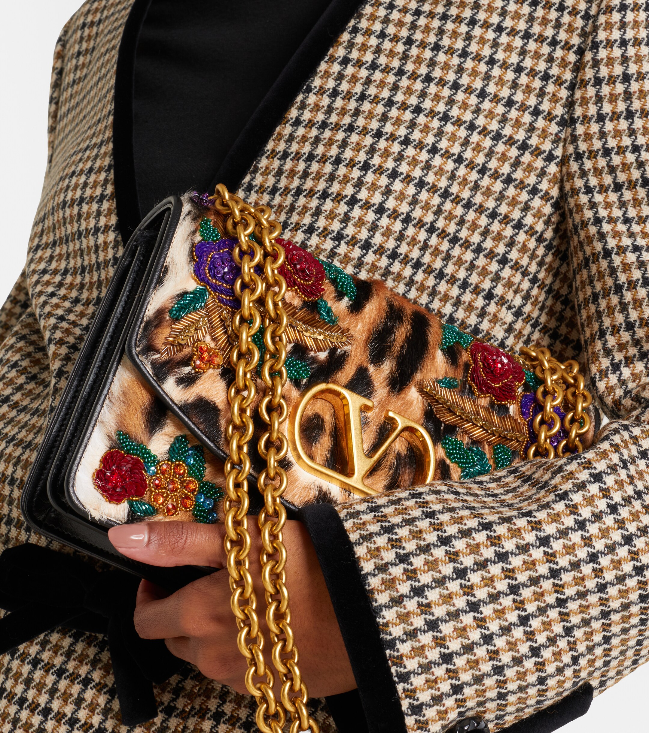 Valentino Garavani Vain Small embellished calf hair shoulder bag thumbnail