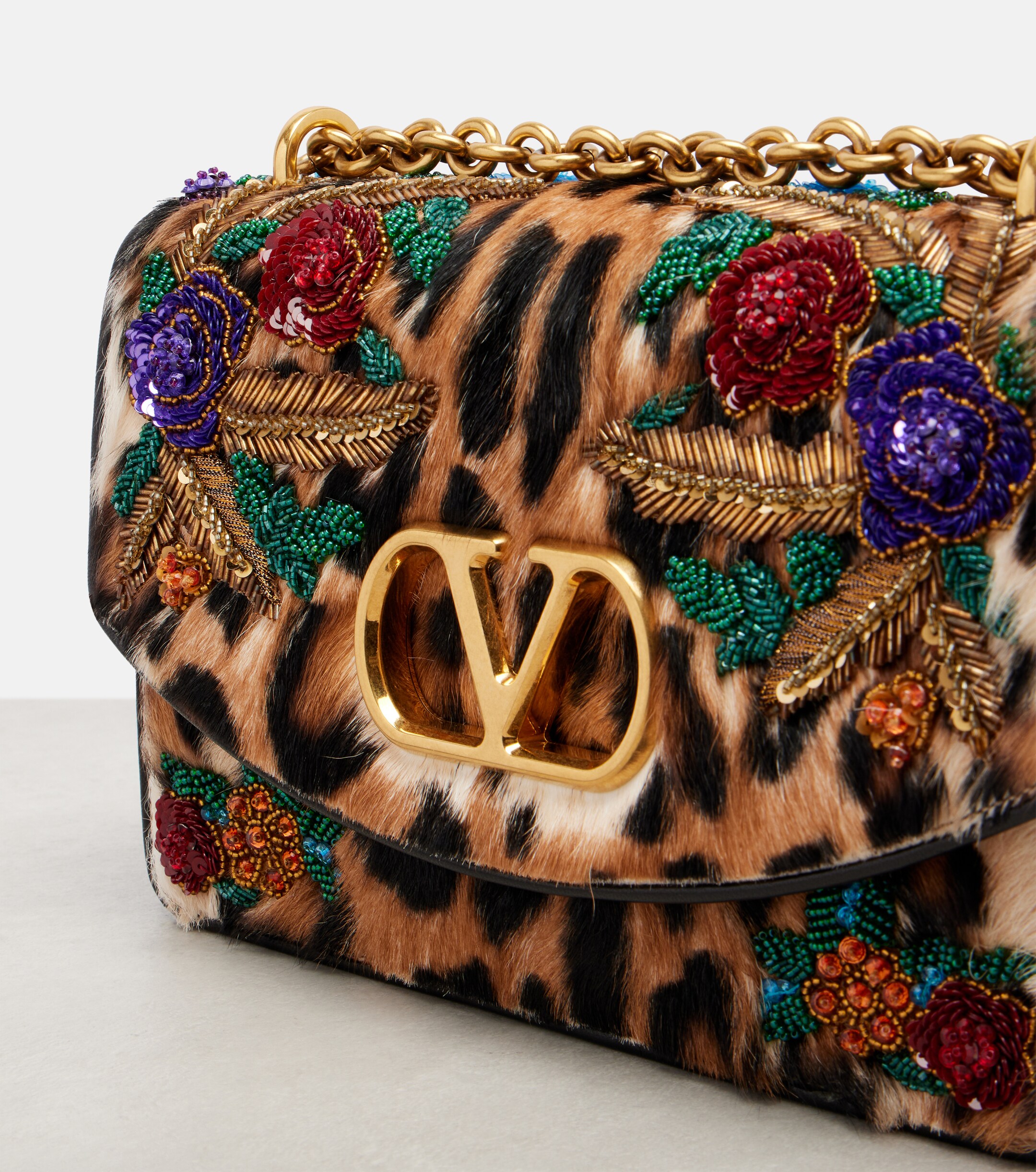 Valentino Garavani Vain Small embellished calf hair shoulder bag thumbnail