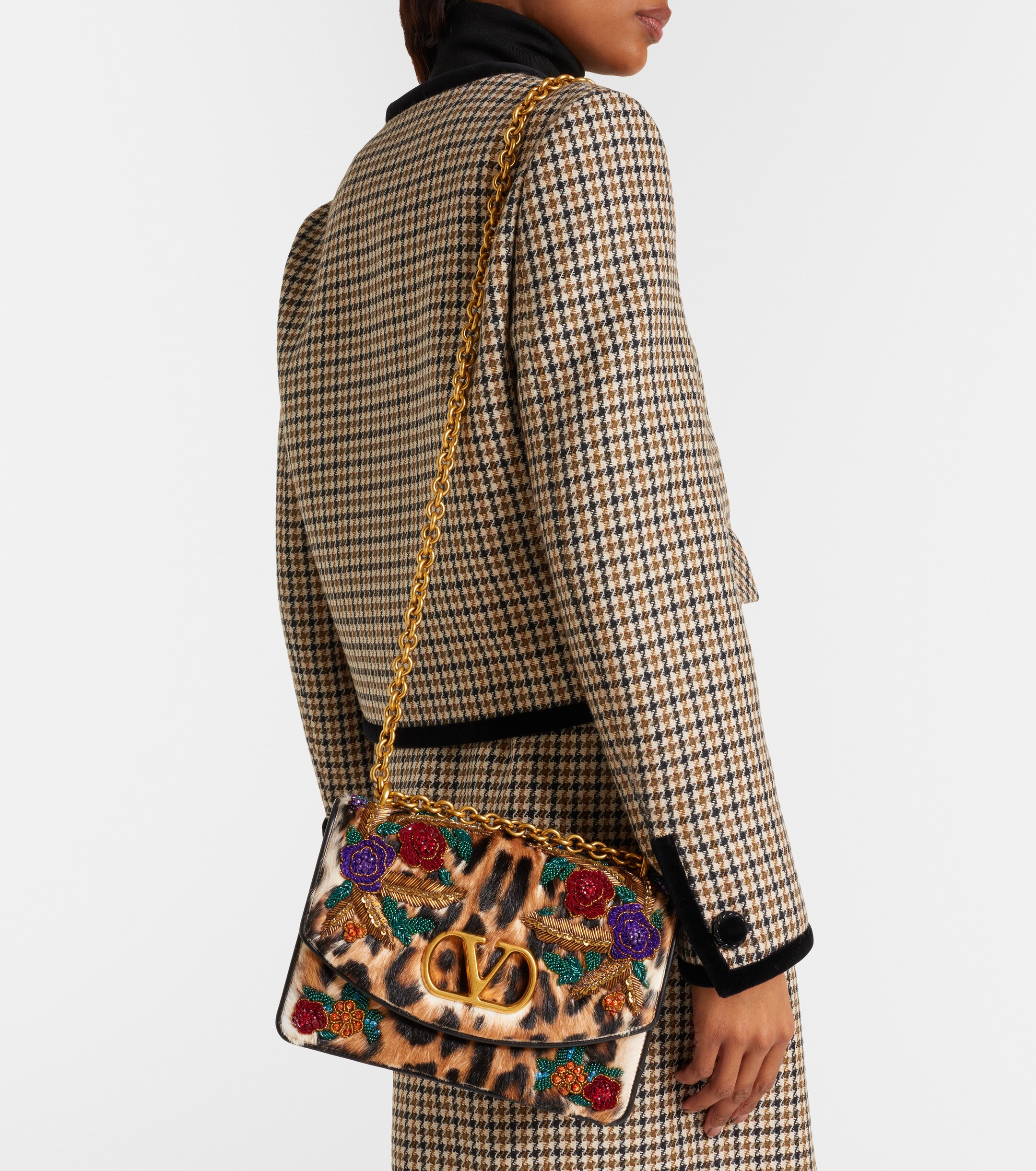 Valentino Garavani Vain Small embellished calf hair shoulder bag thumbnail