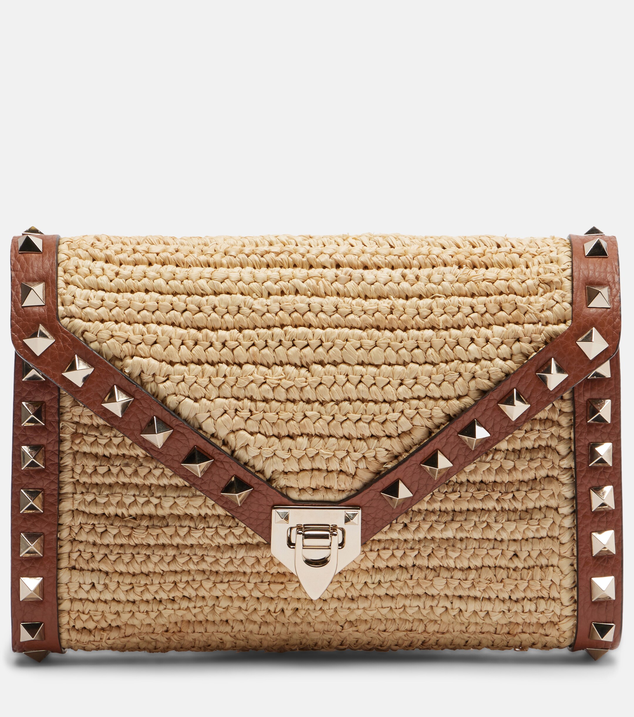 Valentino Garavani Rockstud Mini raffia shoulder bag