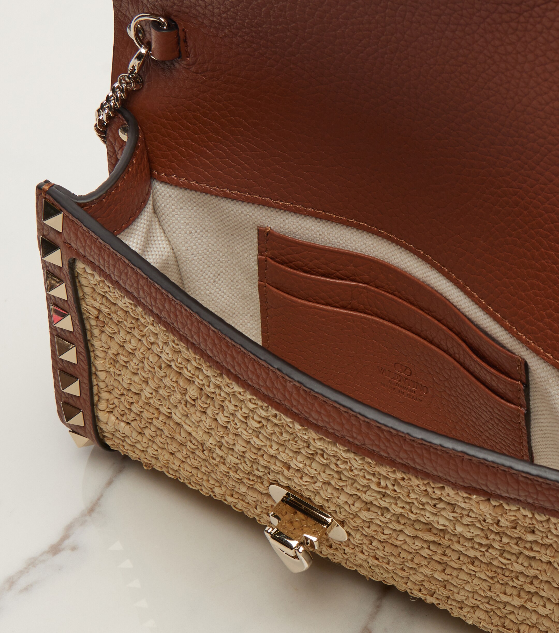 Valentino Garavani Rockstud Mini raffia shoulder bag thumbnail