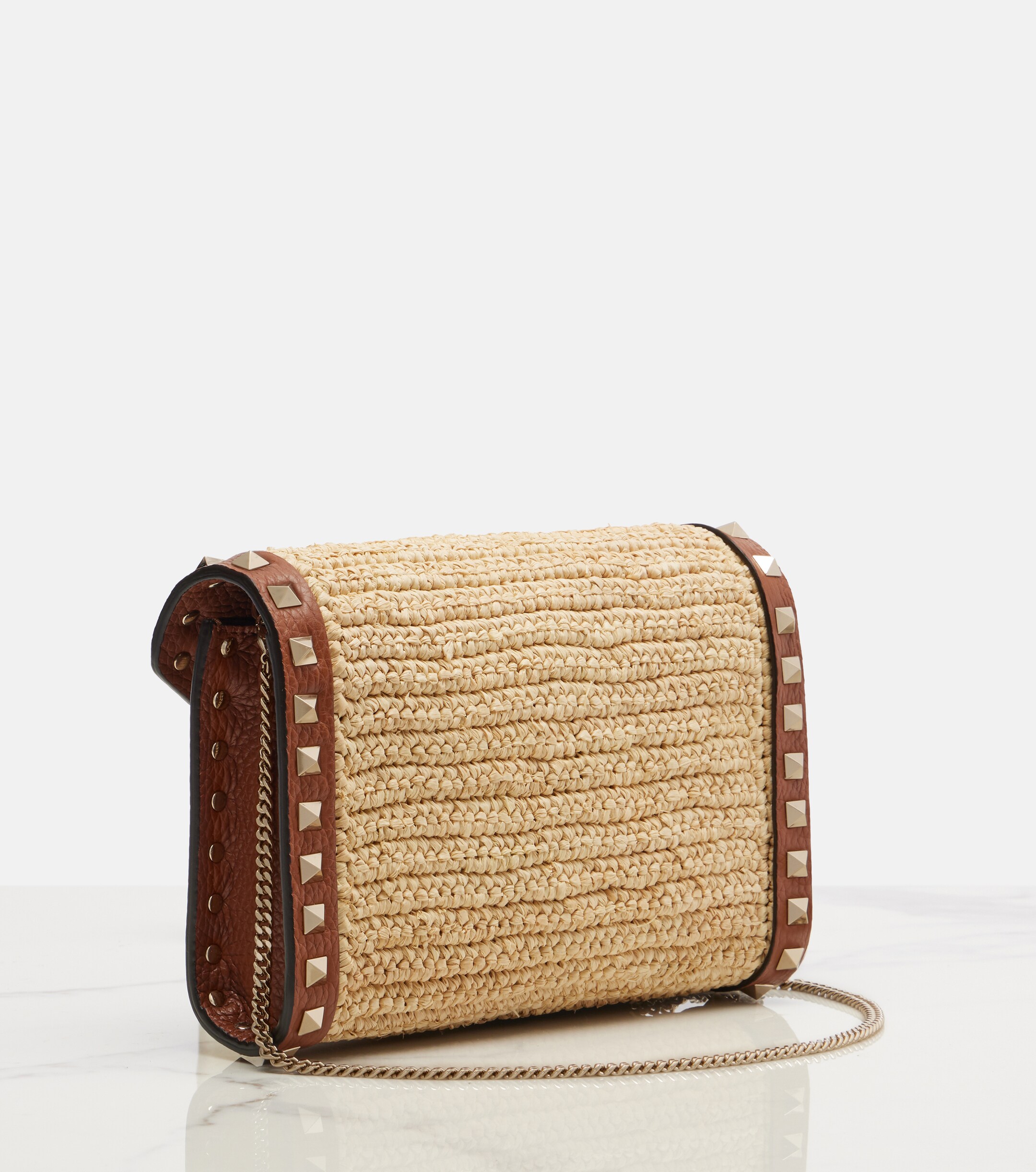 Valentino Garavani Rockstud Mini raffia shoulder bag thumbnail