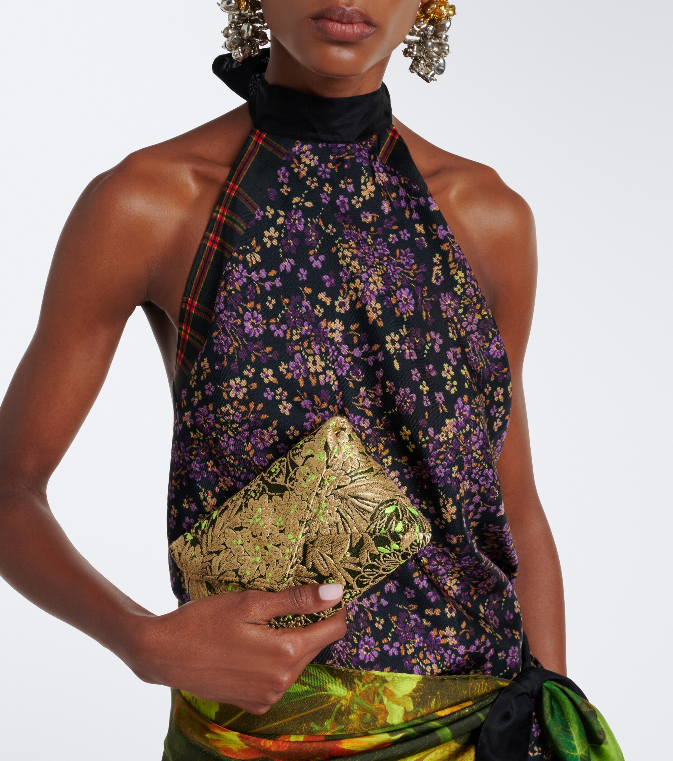 Dries Van Noten Small floral jacquard clutch