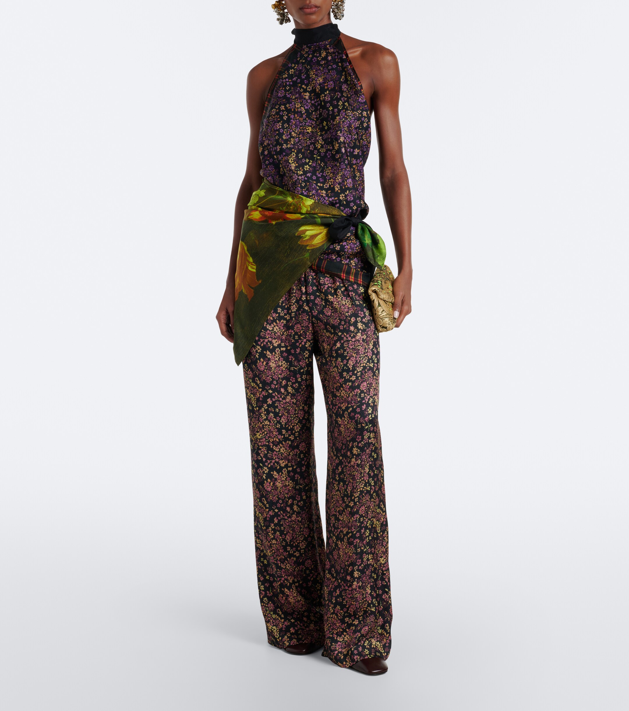 Dries Van Noten Small floral jacquard clutch