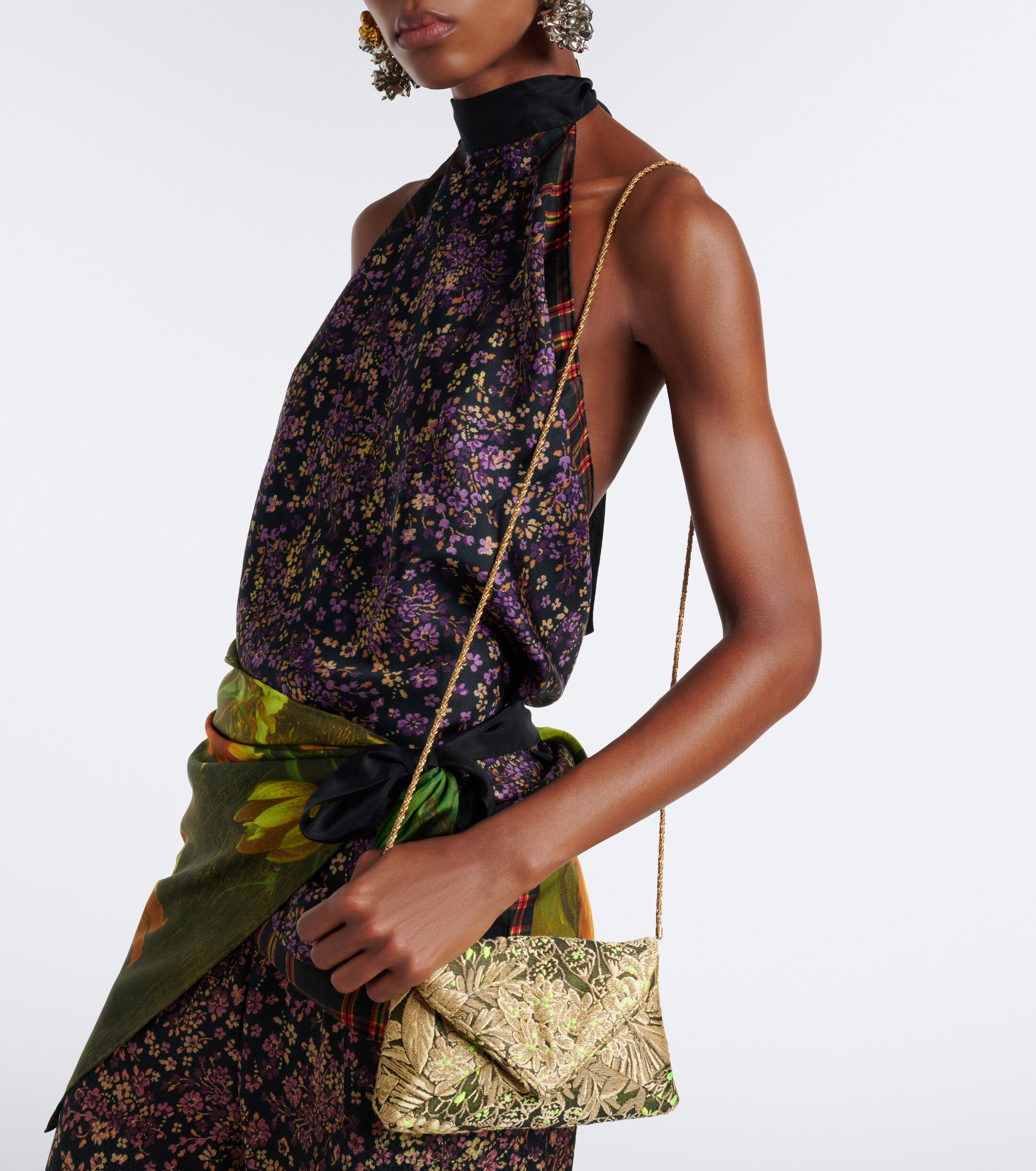 Dries Van Noten Small floral jacquard clutch