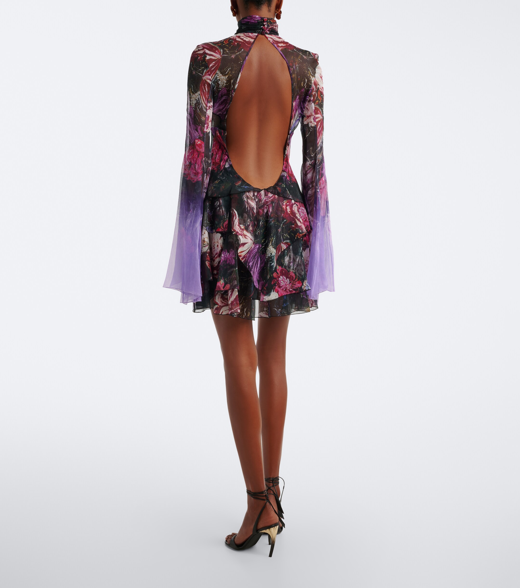 ROBERTO CAVALLI Roberto Cavalli Floral open-back silk minidress