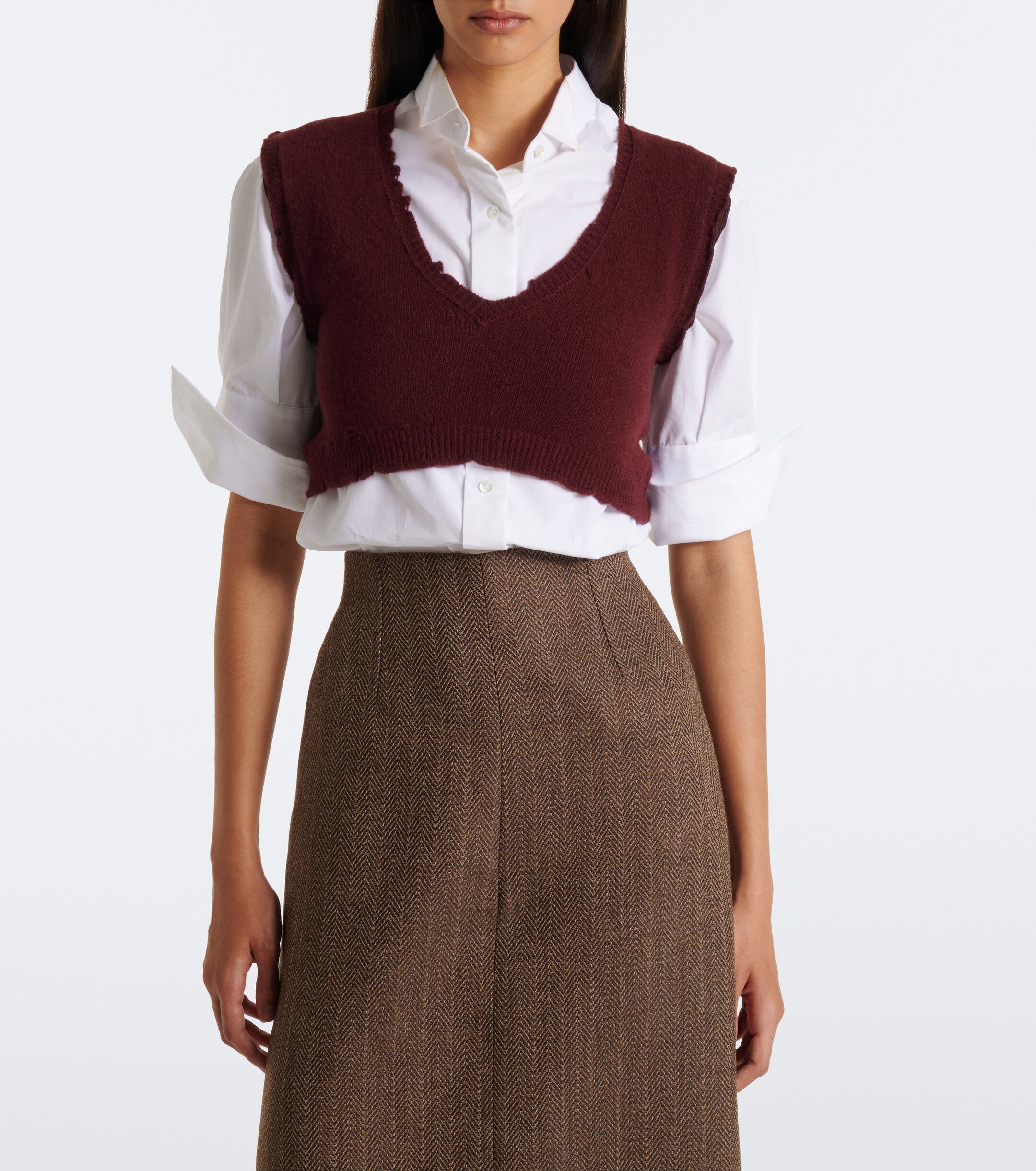 Maison Margiela Maison Margiela Cropped virgin wool sweater vest