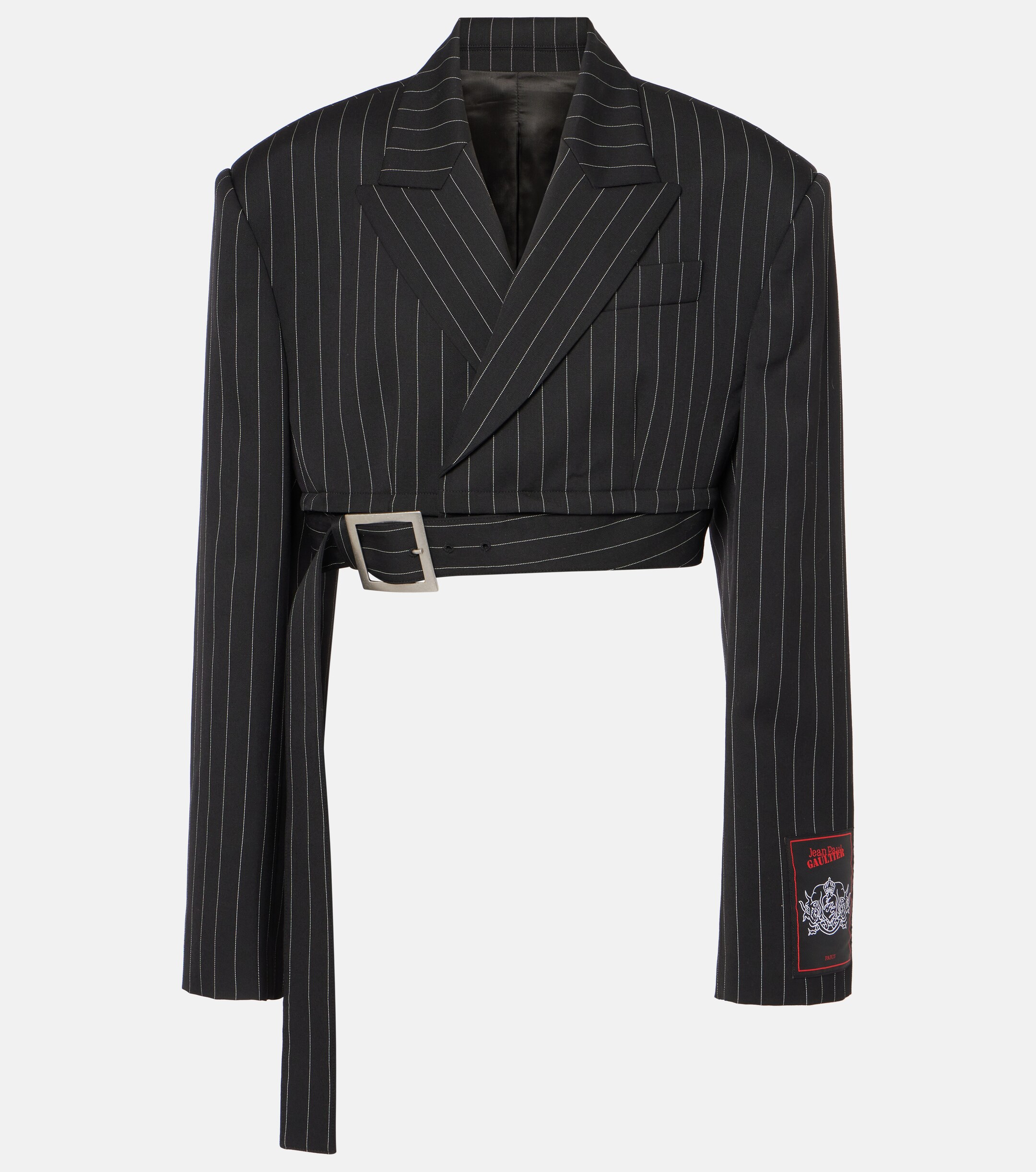 Jean Paul Gaultier Pinstripe cropped wool blazer thumbnail