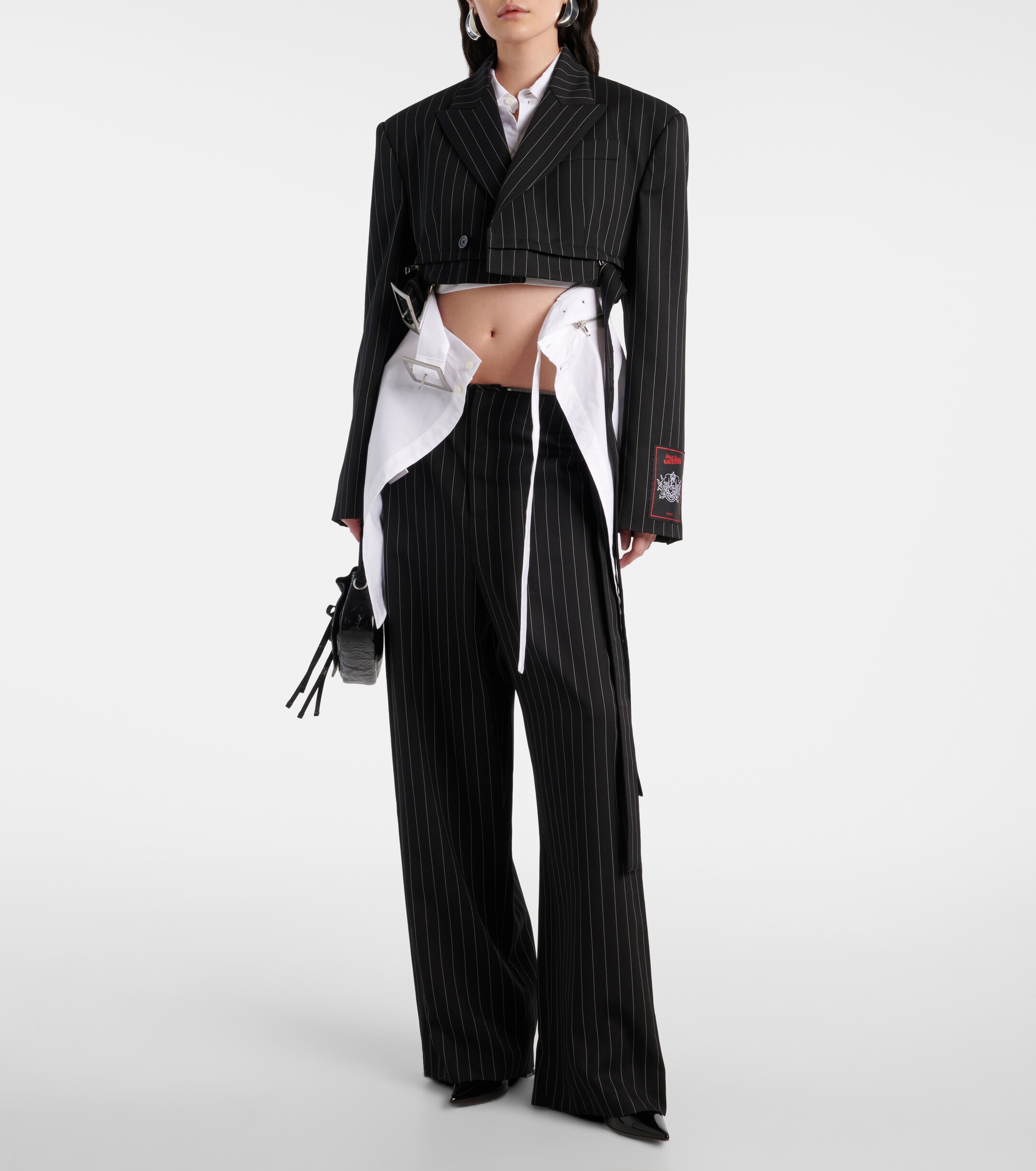 Jean Paul Gaultier Pinstripe cropped wool blazer