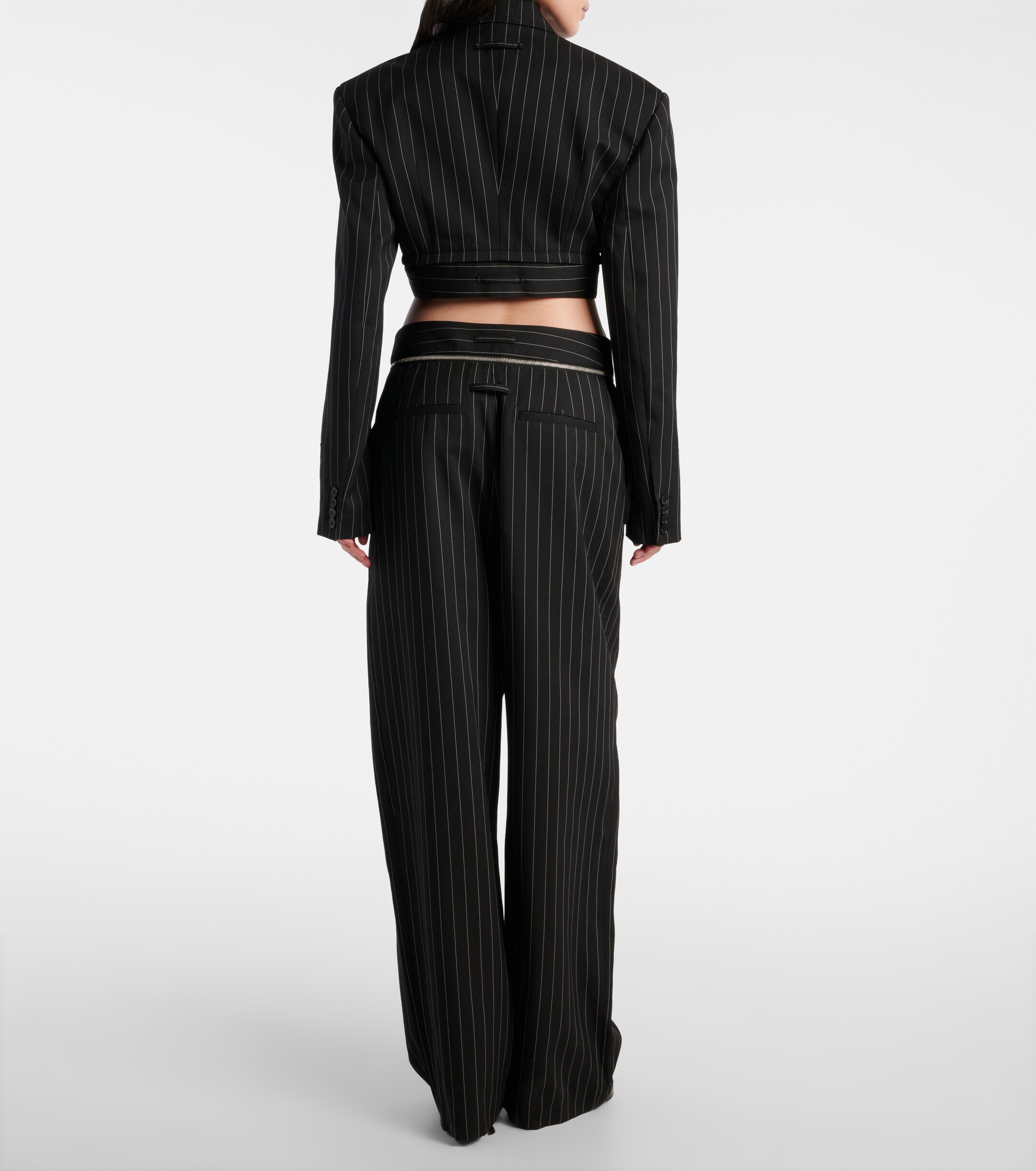 Jean Paul Gaultier Pinstripe cropped wool blazer thumbnail