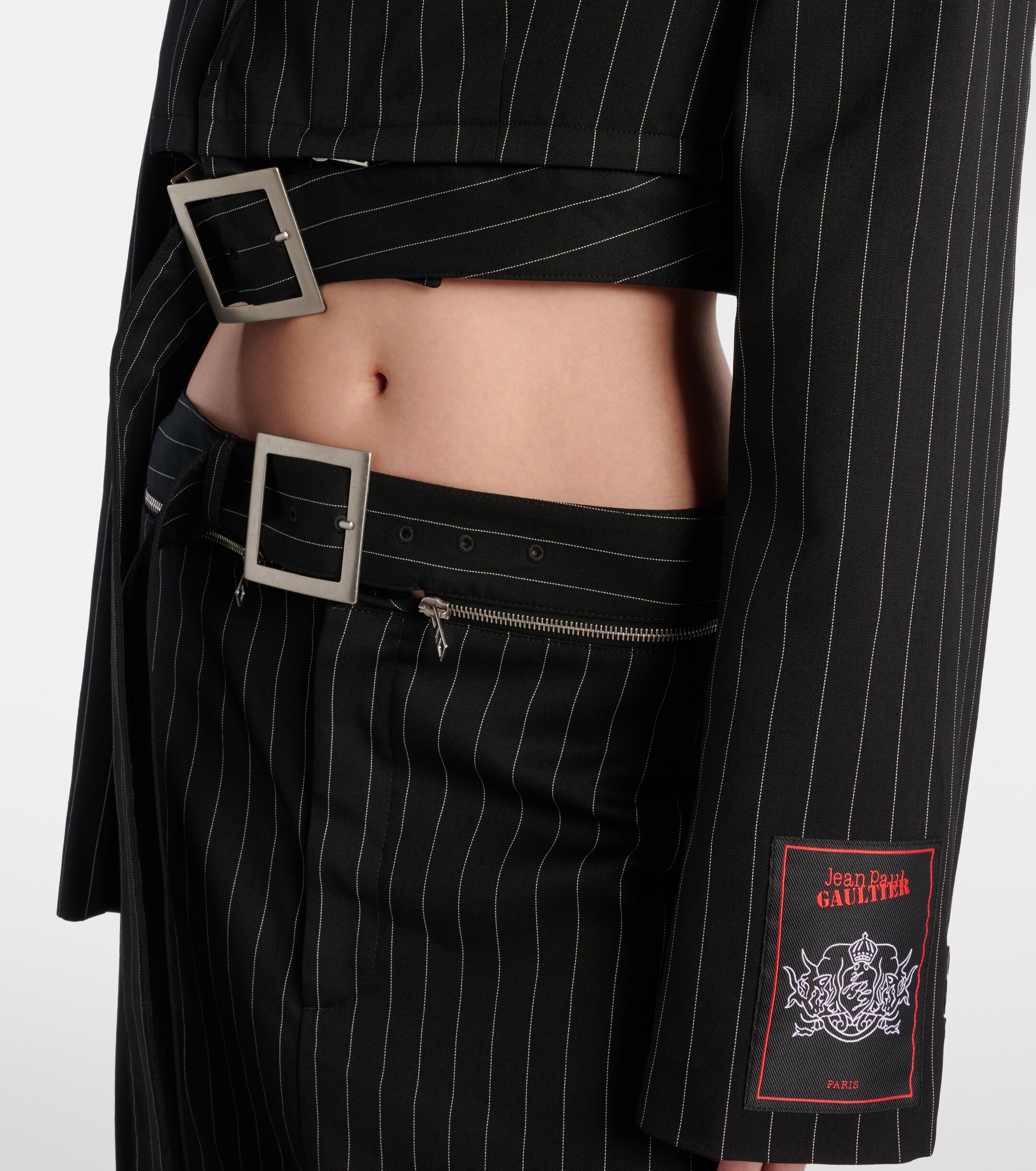 Jean Paul Gaultier Pinstripe cropped wool blazer thumbnail