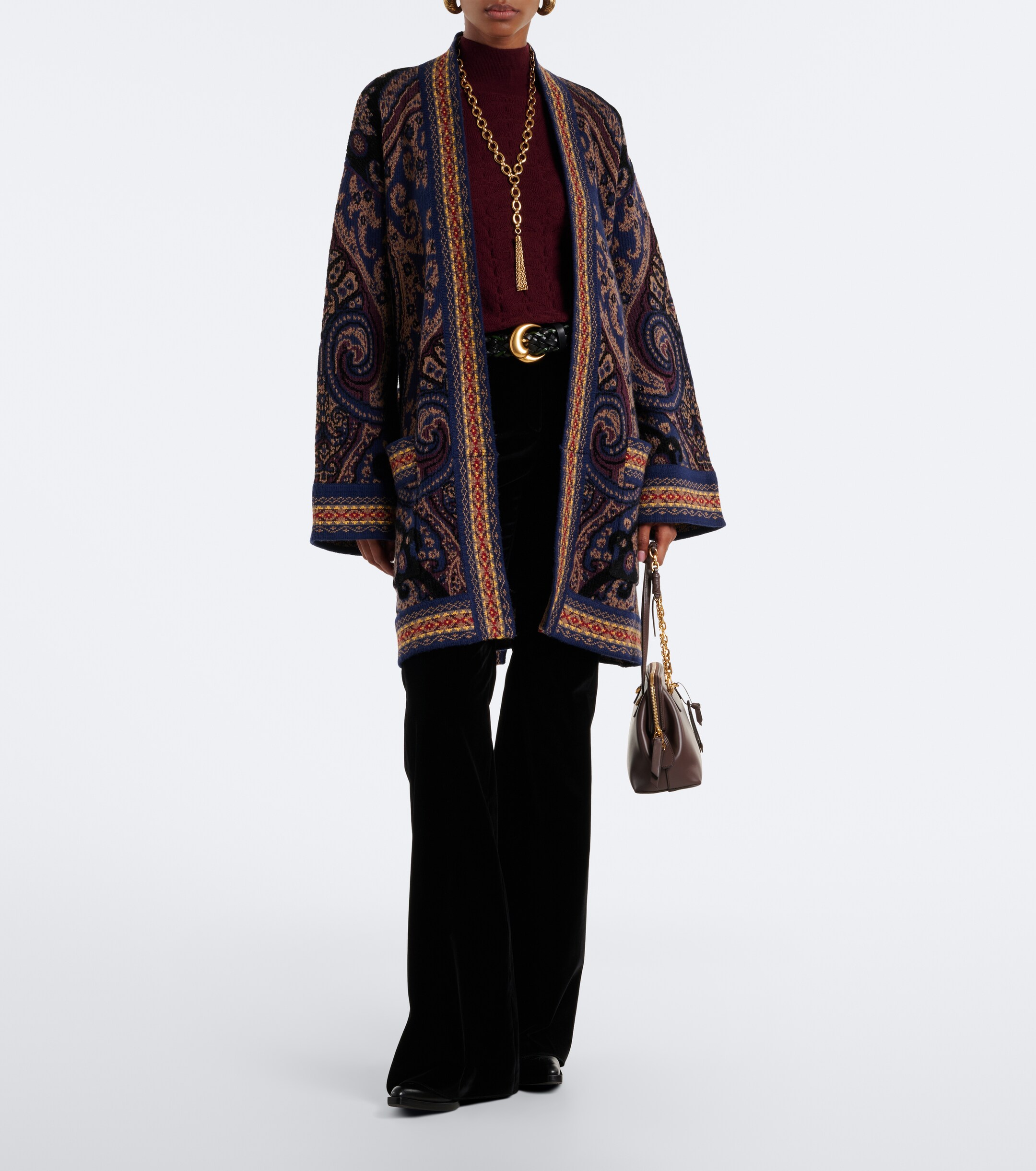 Etro Etro Jacquard wool-blend wrap cardigan