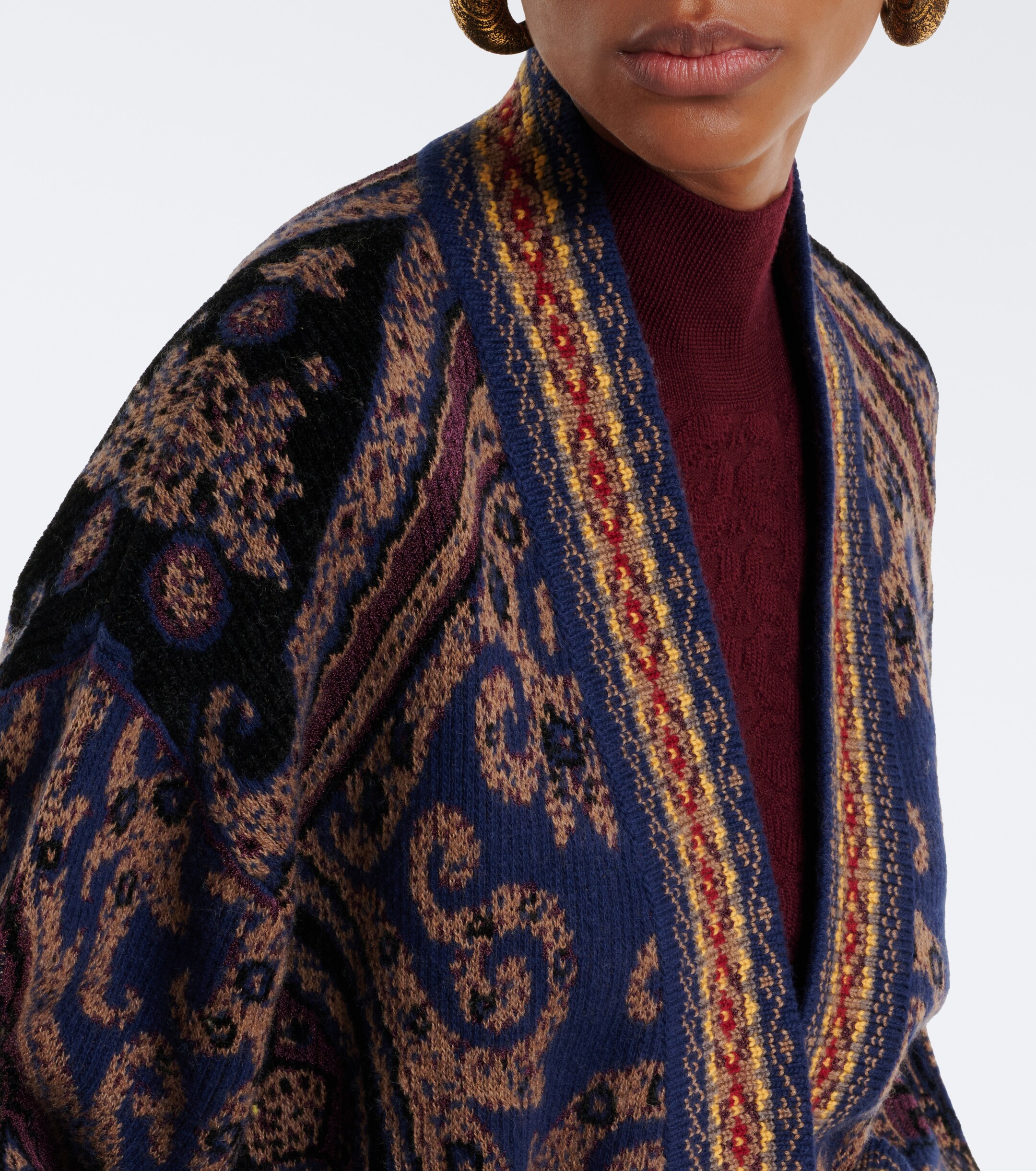 Etro Etro Jacquard wool-blend wrap cardigan