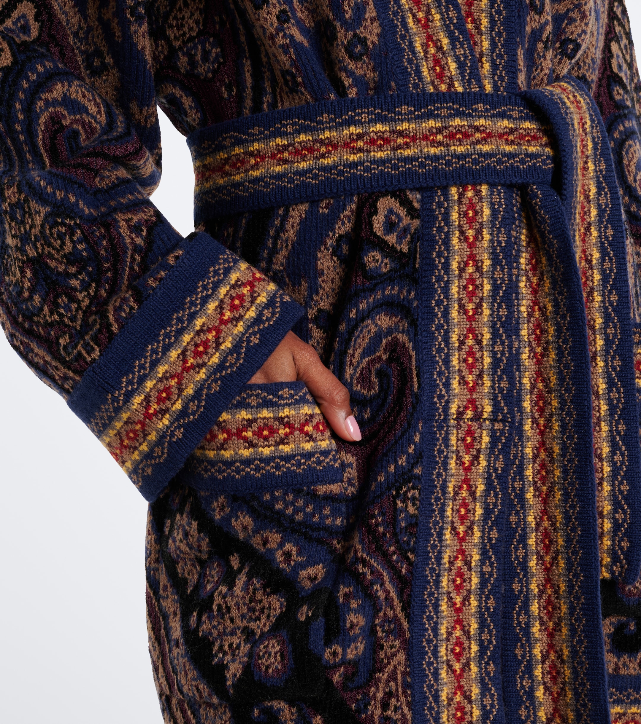 Etro Etro Jacquard wool-blend wrap cardigan