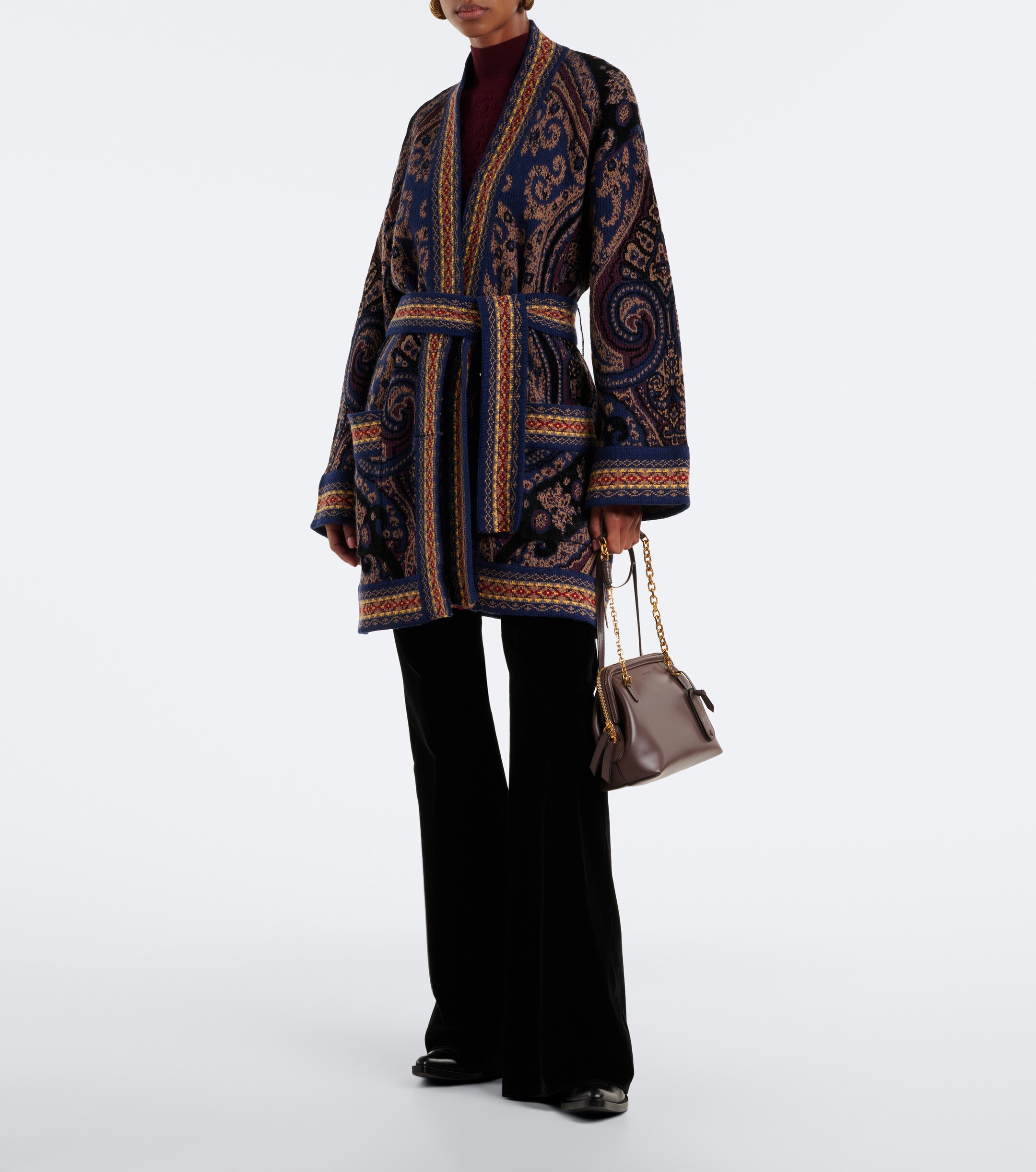 Etro Etro Jacquard wool-blend wrap cardigan