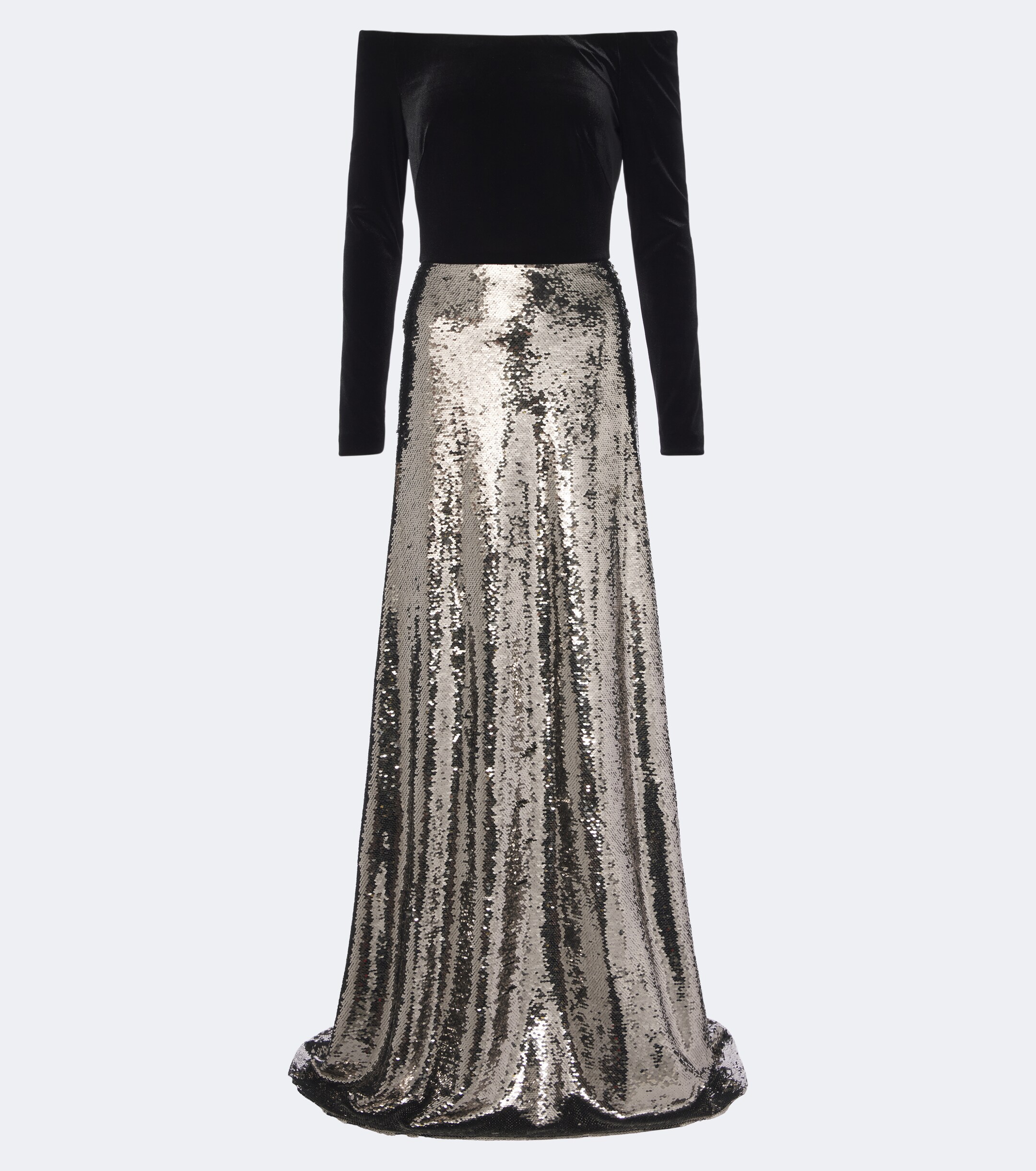 Monique Lhuillier Monique Lhuillier Sequined velvet-paneled off-shoulder gown