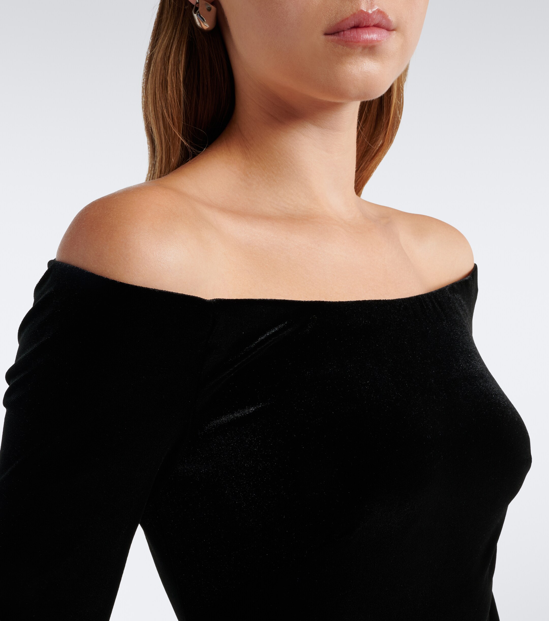 Monique Lhuillier Monique Lhuillier Sequined velvet-paneled off-shoulder gown