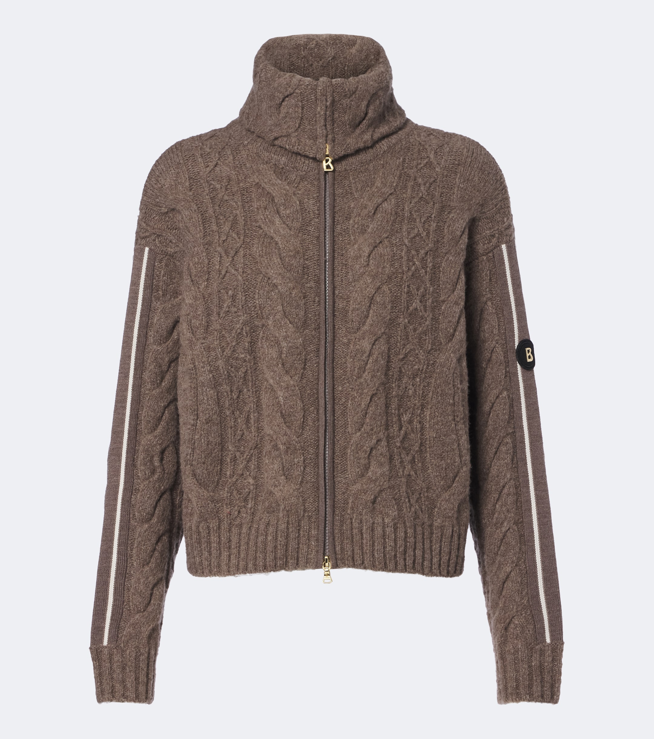 BOGNER Bogner Lotta cable-knit wool-blend zip-up sweater