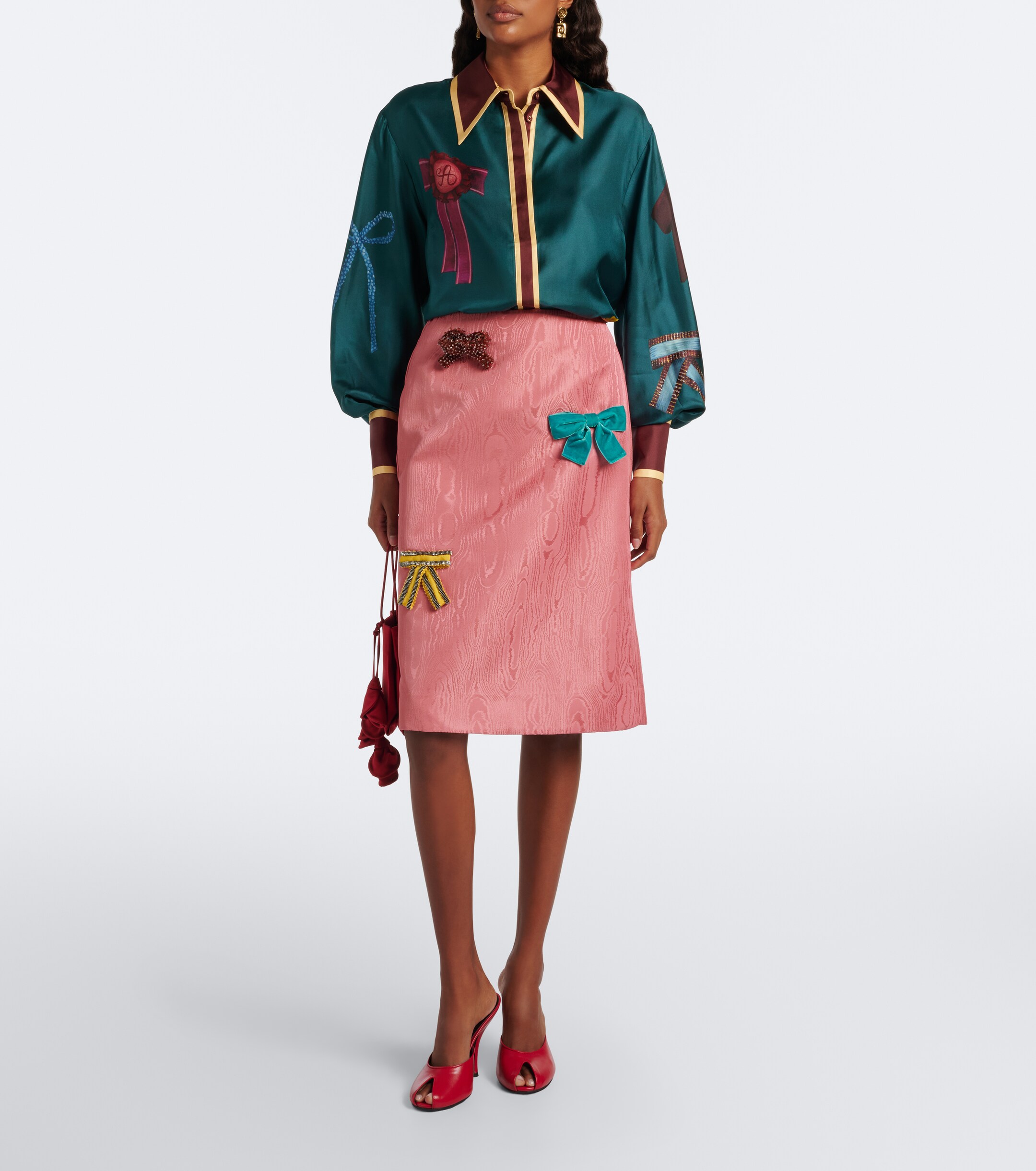 Alémais Alémais Valentina embellished moiré midi skirt