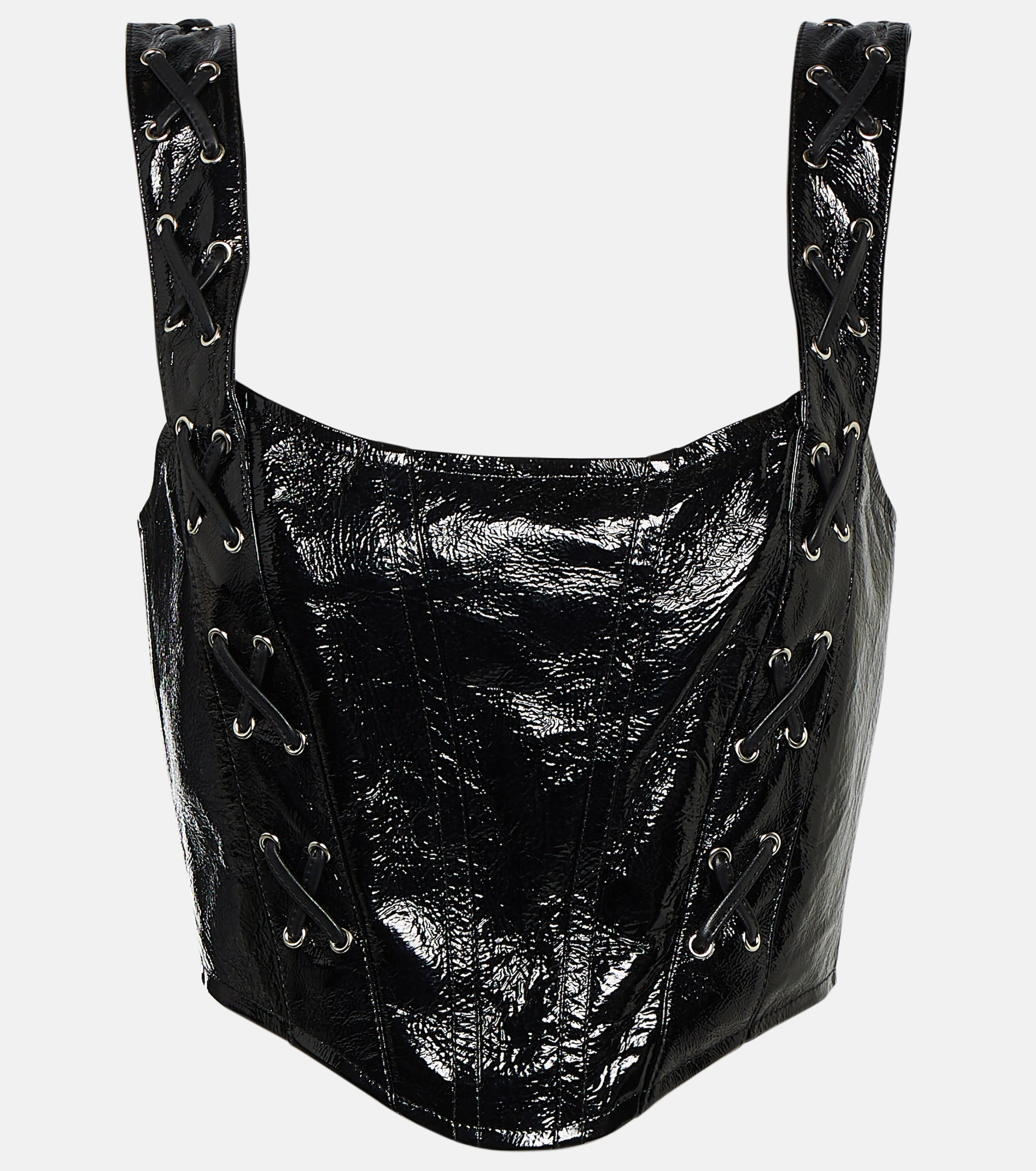 Alessandra Rich Leather lace-up bustier top